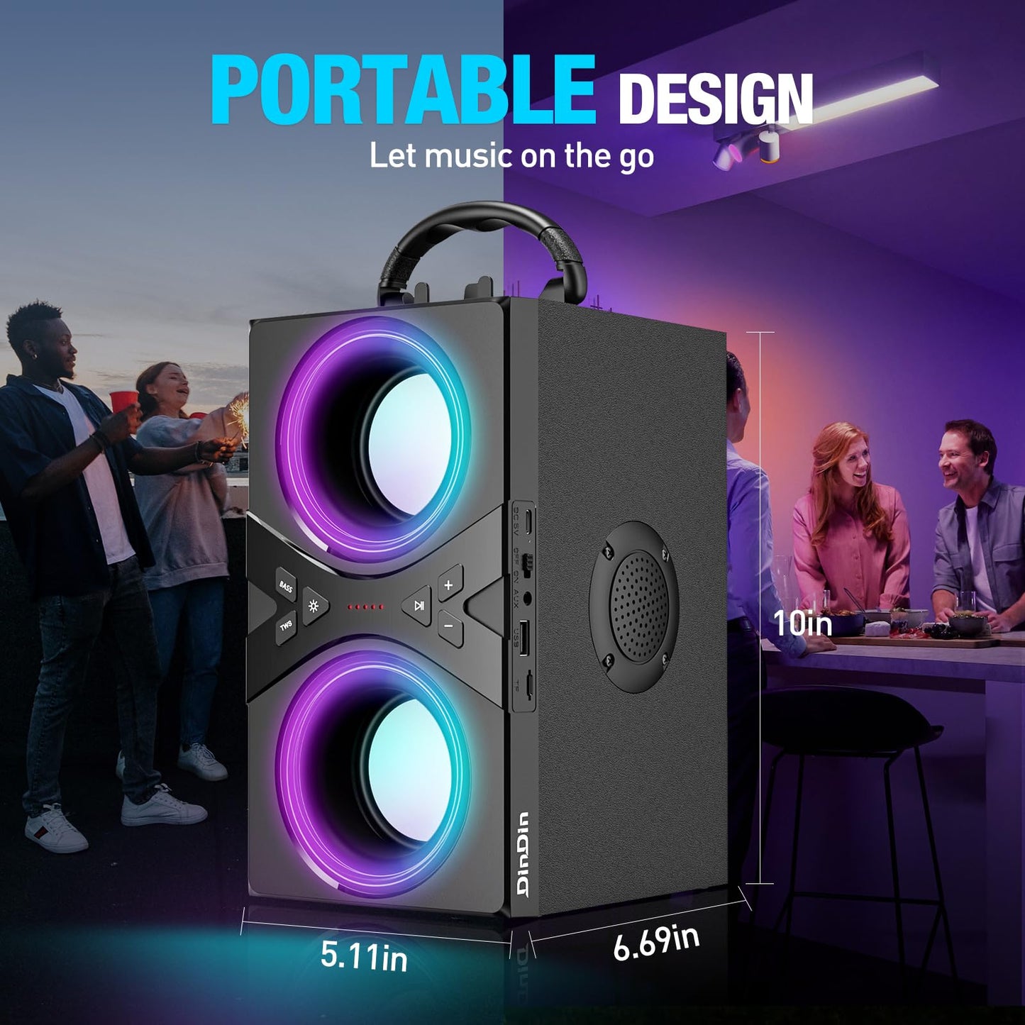 DINDIN 40W Wireless Party Speaker with Bass