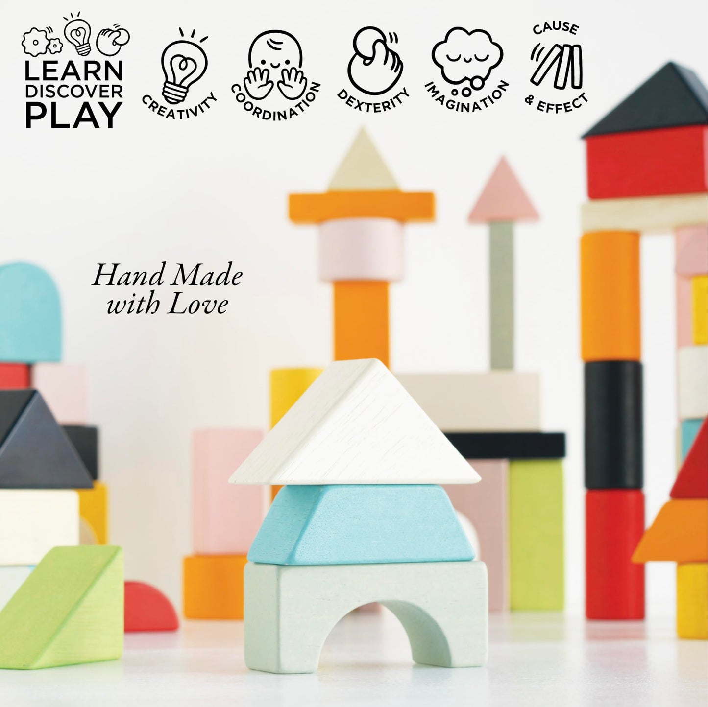 60-Piece Le Toy Van Wooden Building Blocks Set