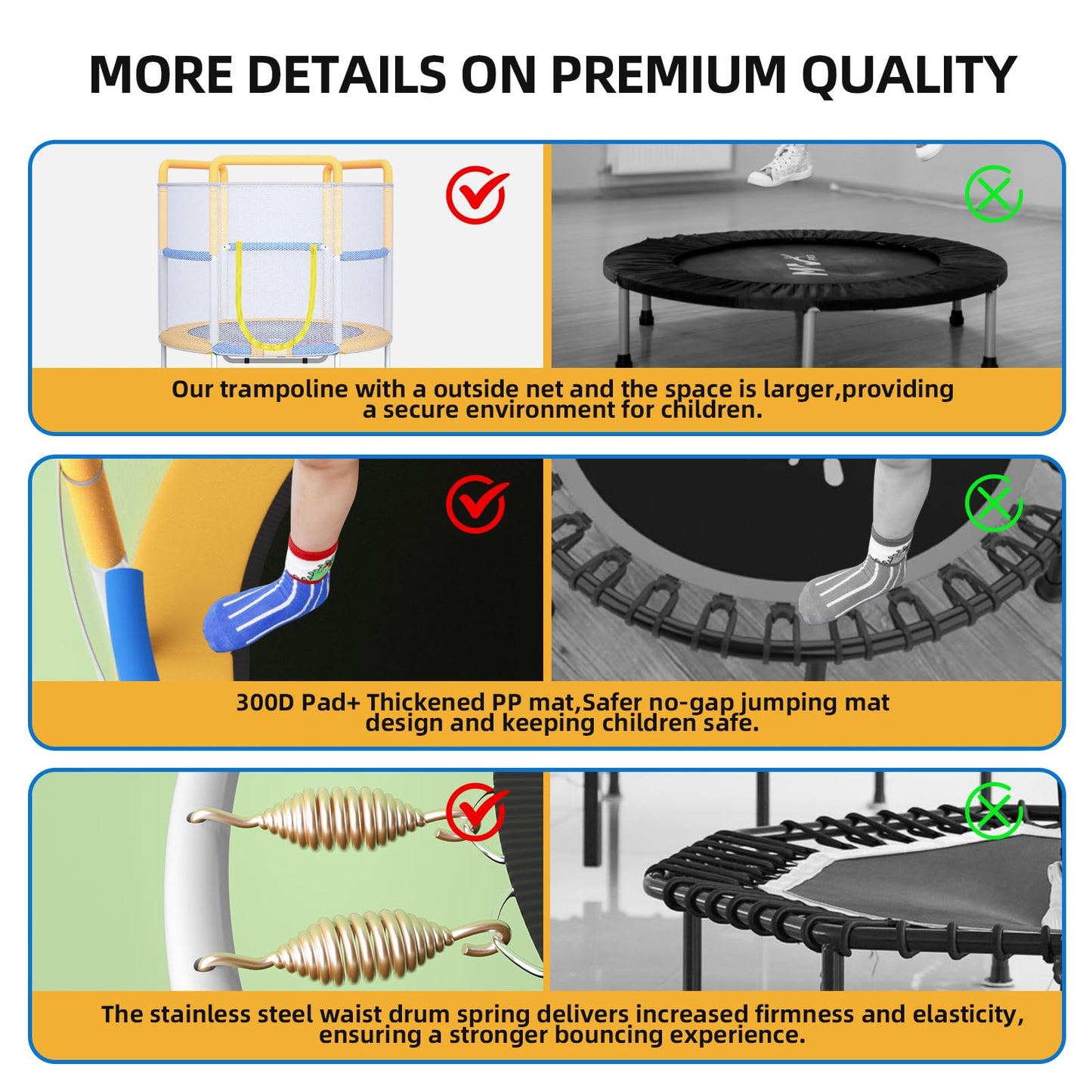 55" Indoor Outdoor Trampoline for Kids