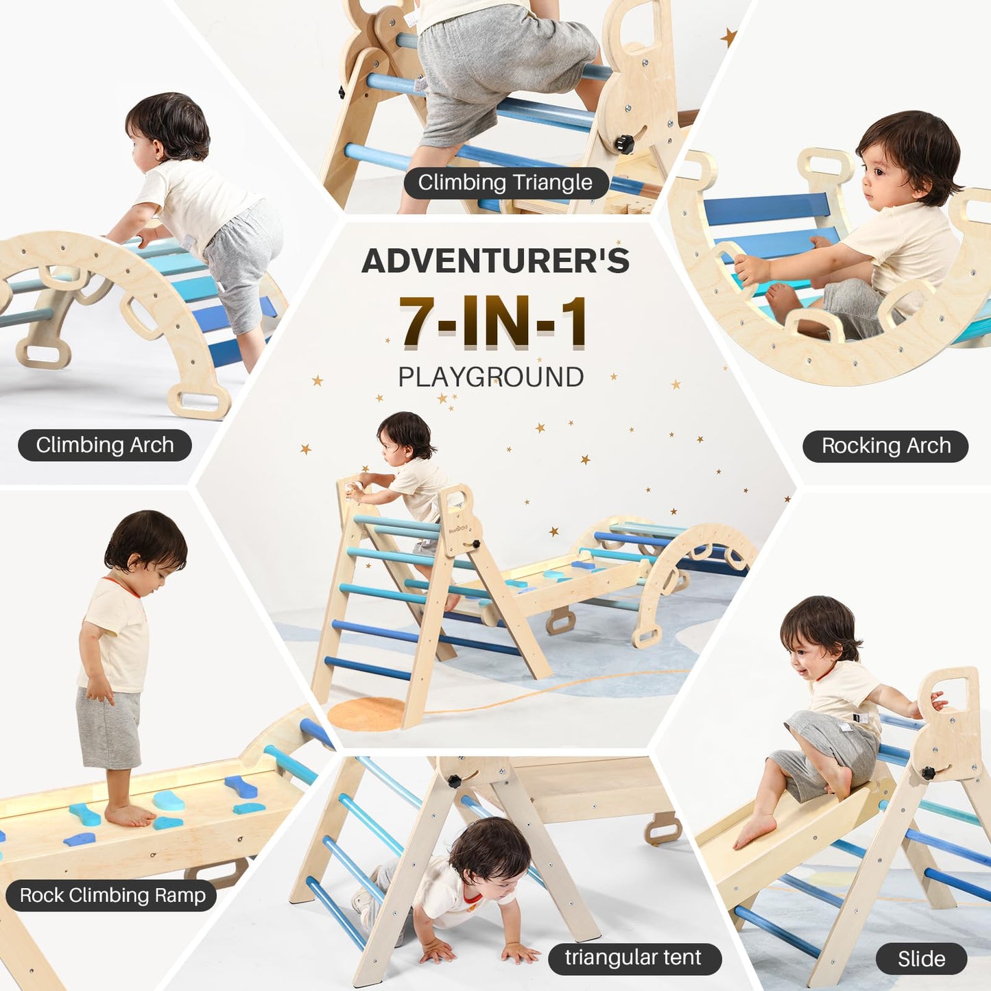 BlueWood 7-in-1 Foldable Baby Climbing Set