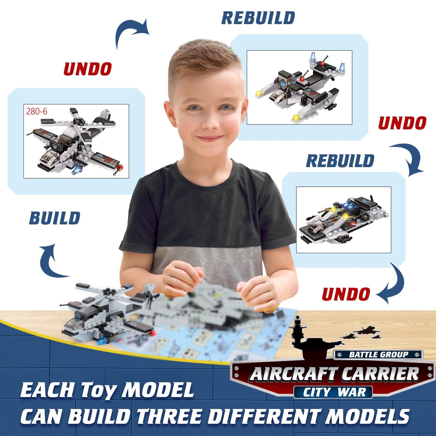 Aircraft Carrier Building Blocks Set for Kids