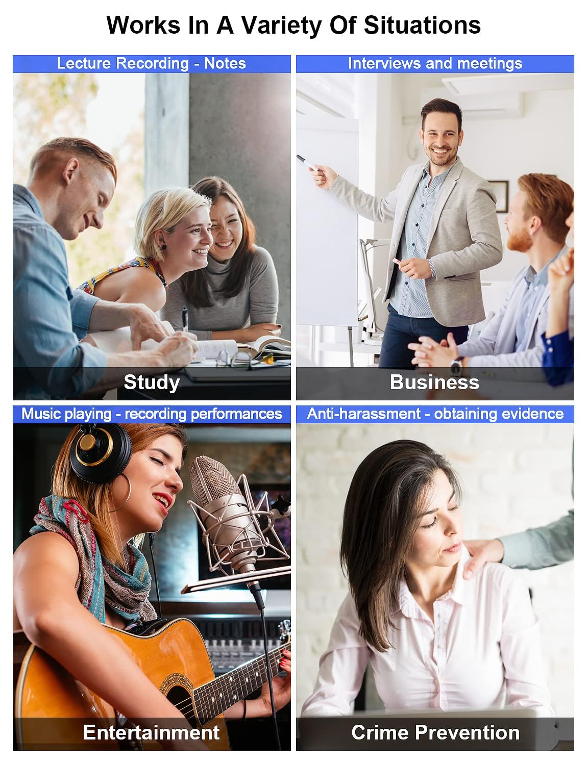 64GB Voice Activated Digital Recorder for Meetings