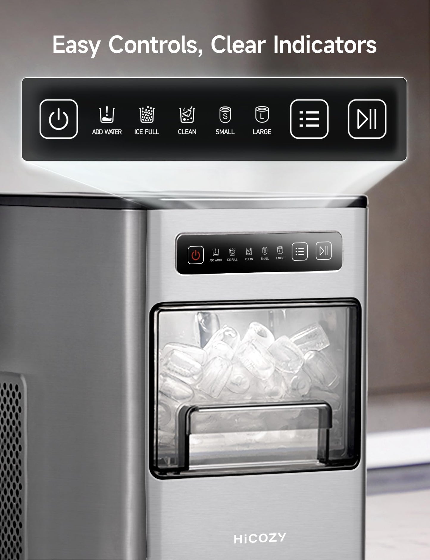 HiCOZY Ice Maker Countertop,Ice in 6 Mins, 24 lbs/Day, Portable & Compact Gift with Self-Cleaning,for Apartment/Under Cabinet/Kitchen/Office/Camping/RV/Home Bar (Light Black)
