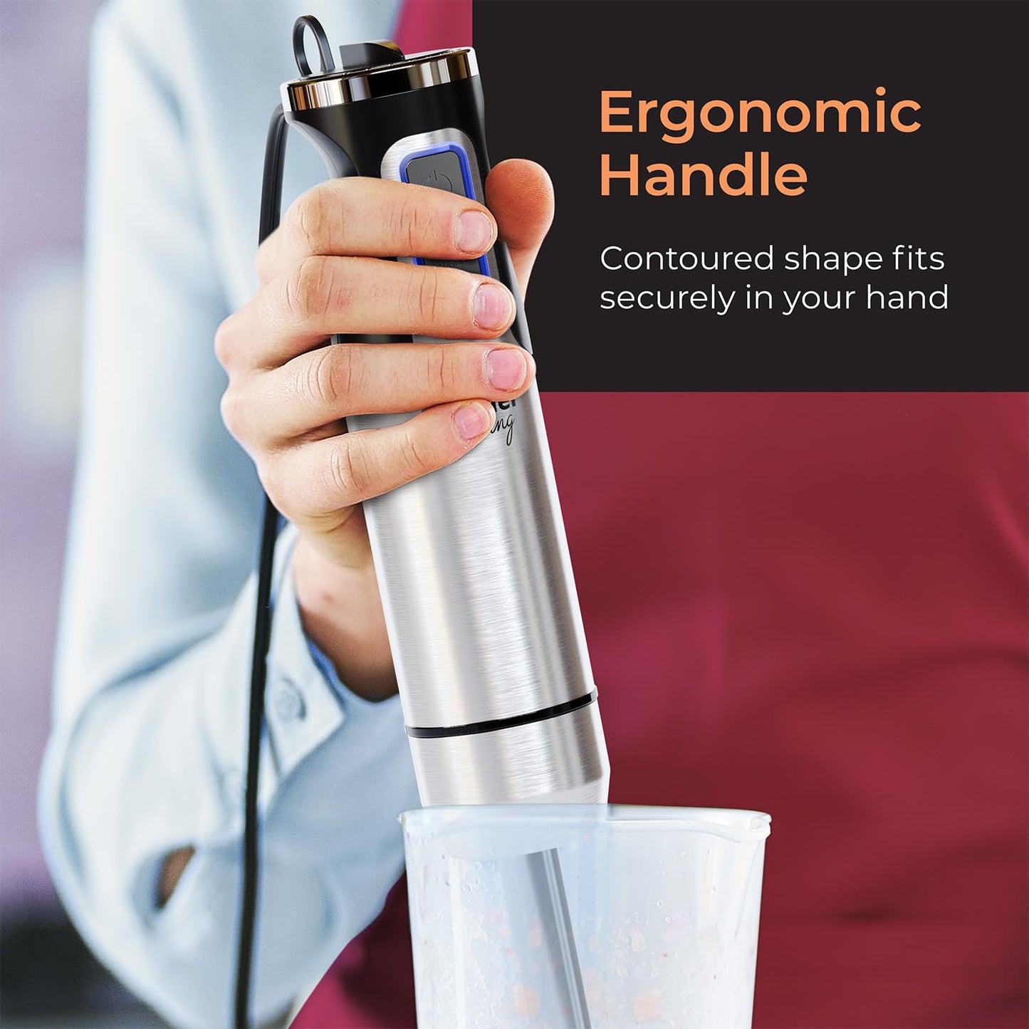 Mueller 8-Speed Handheld Immersion Blender for Kitchen