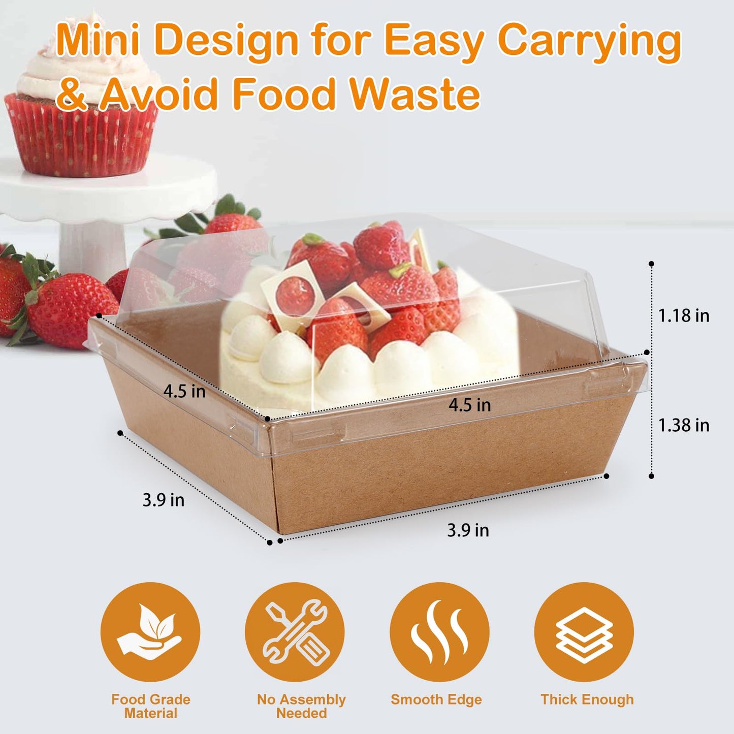 Disposable Mini Brown Dessert Boxes, 100 Pack