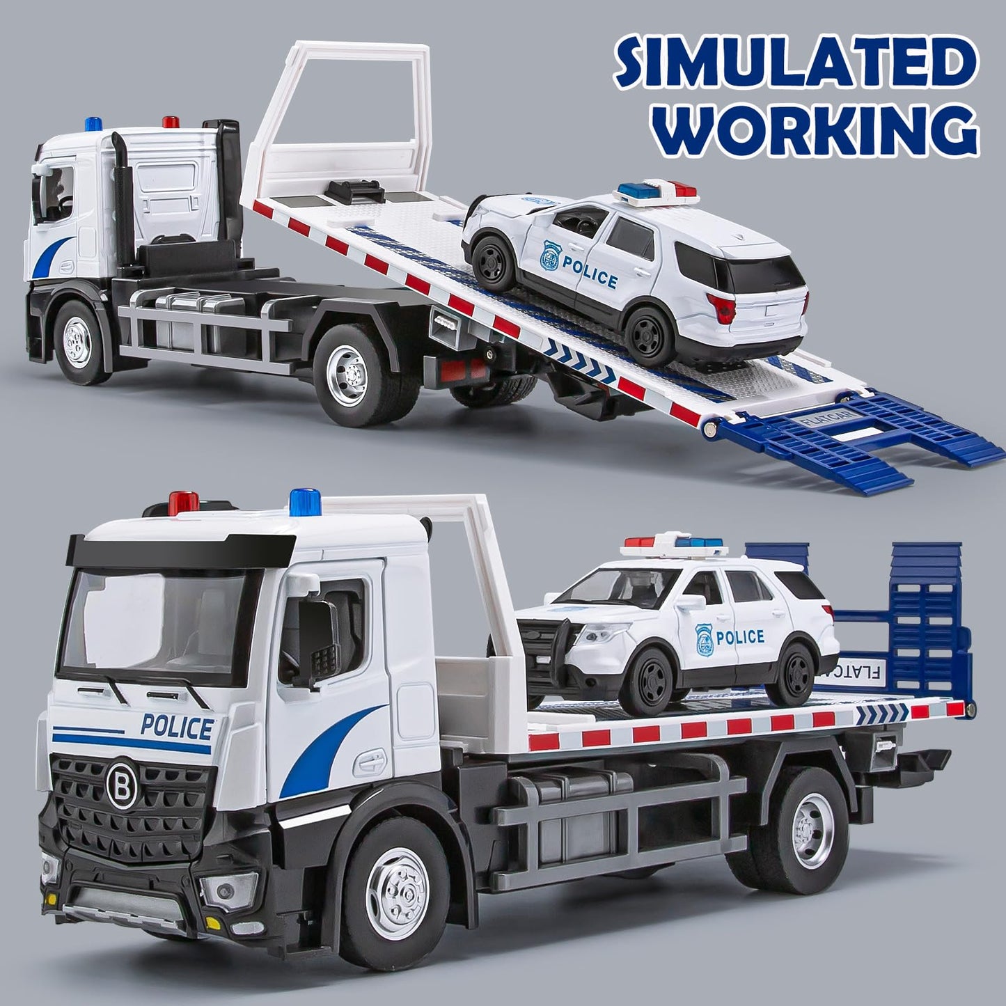 Police Tow Truck Toy with Lights and Sounds