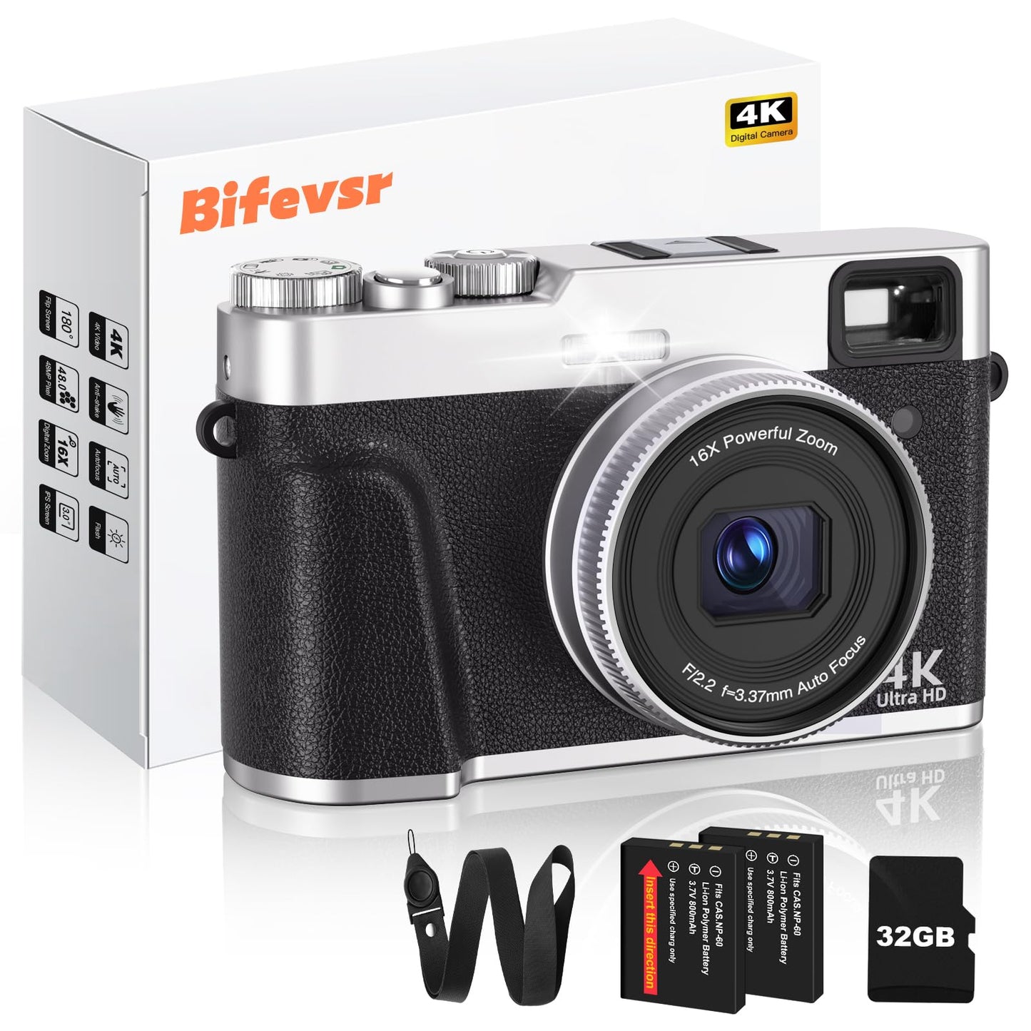 48MP 4K Vlogging Camera with 16X Zoom