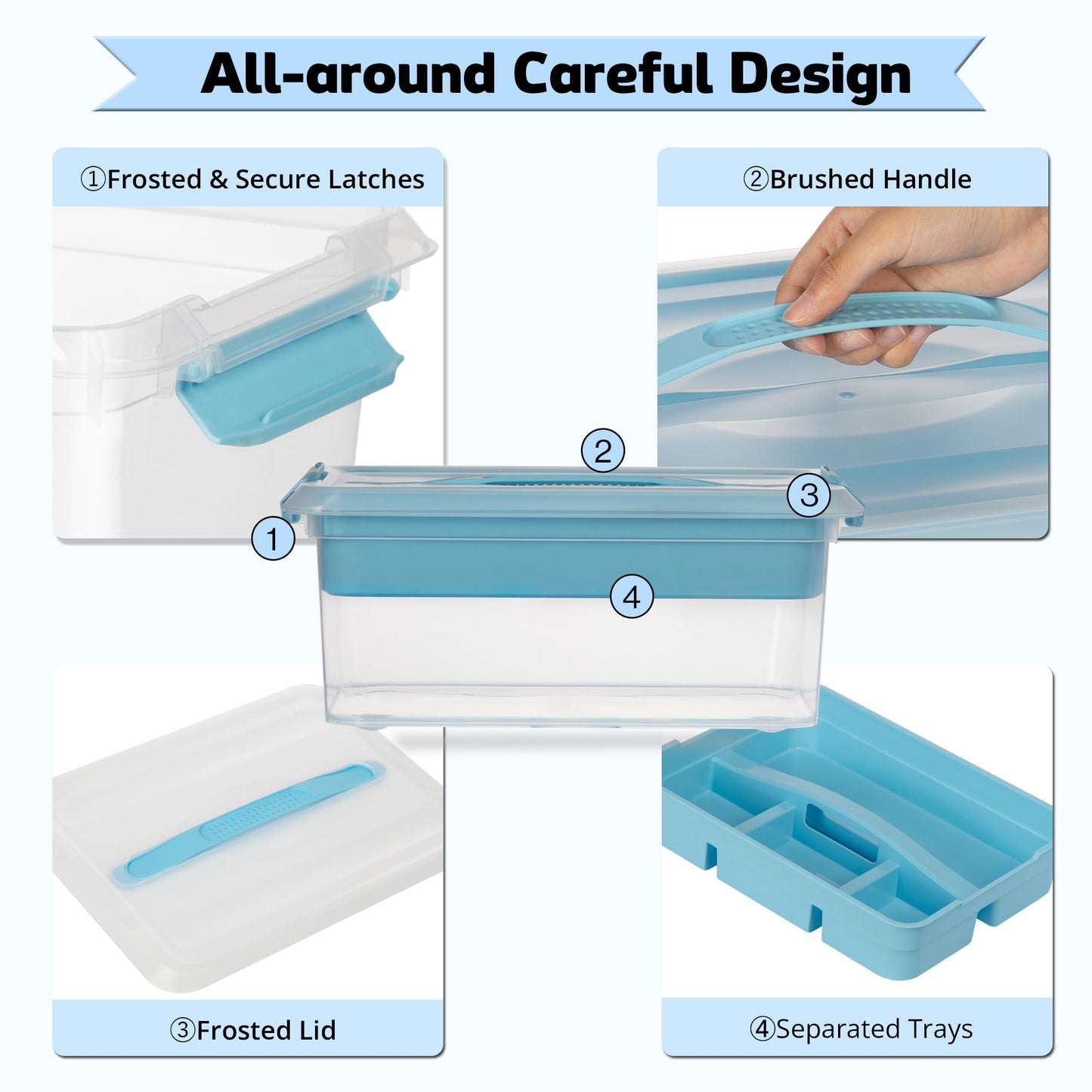 2-Pack Craft Storage Boxes with Removable Tray