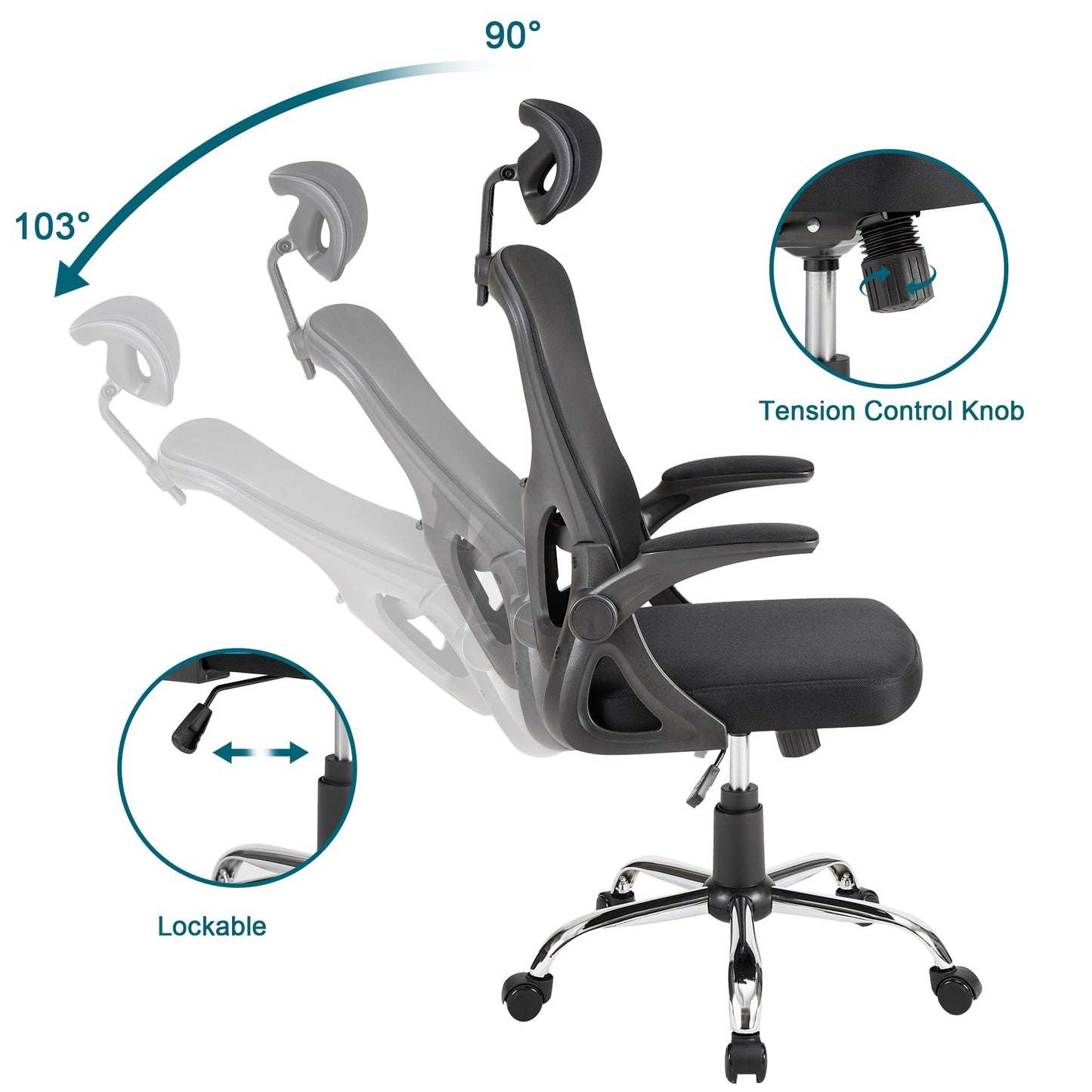 VECELO High Back Mesh Office Chair with Armrest