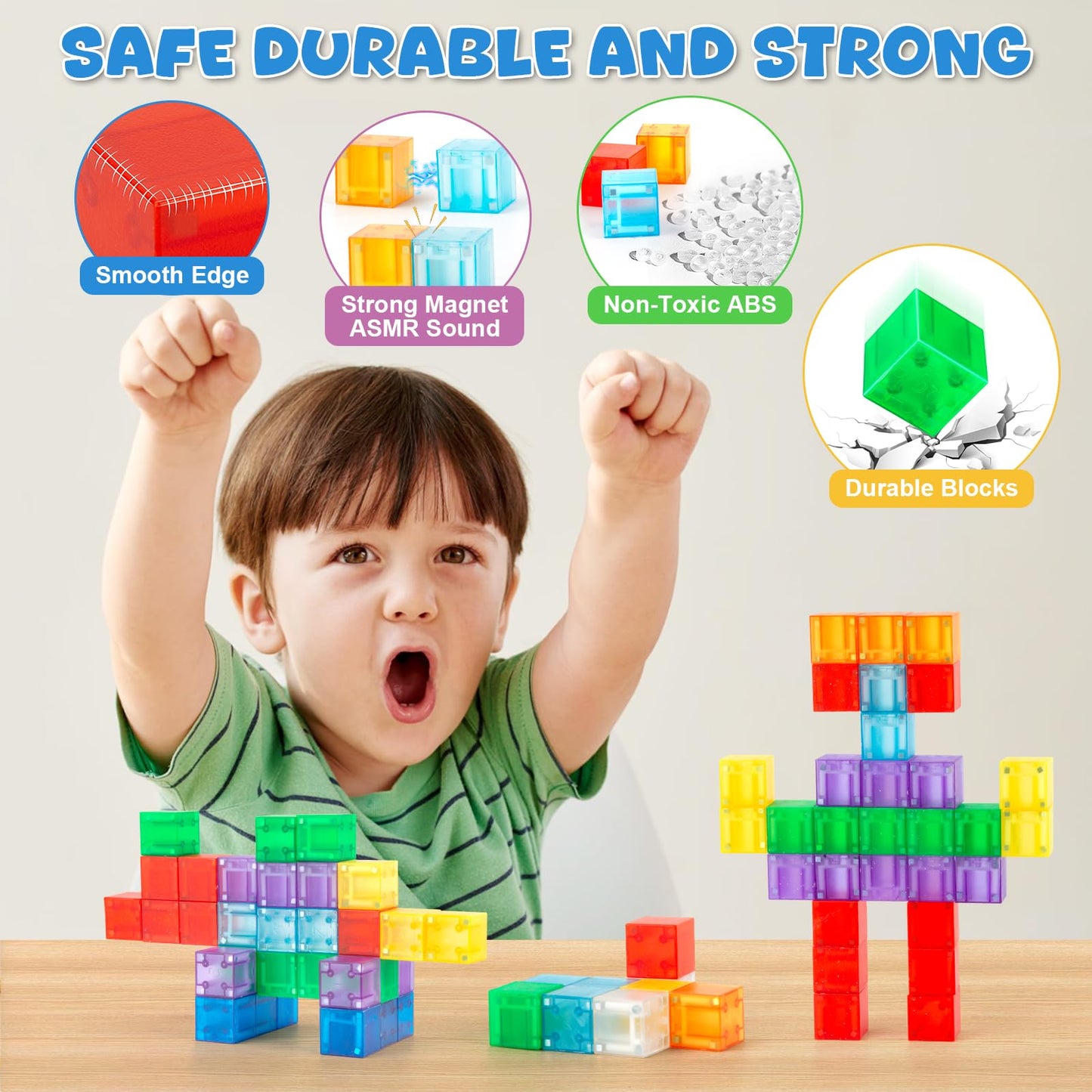 56 PCS Magnetic Building Blocks for Toddlers