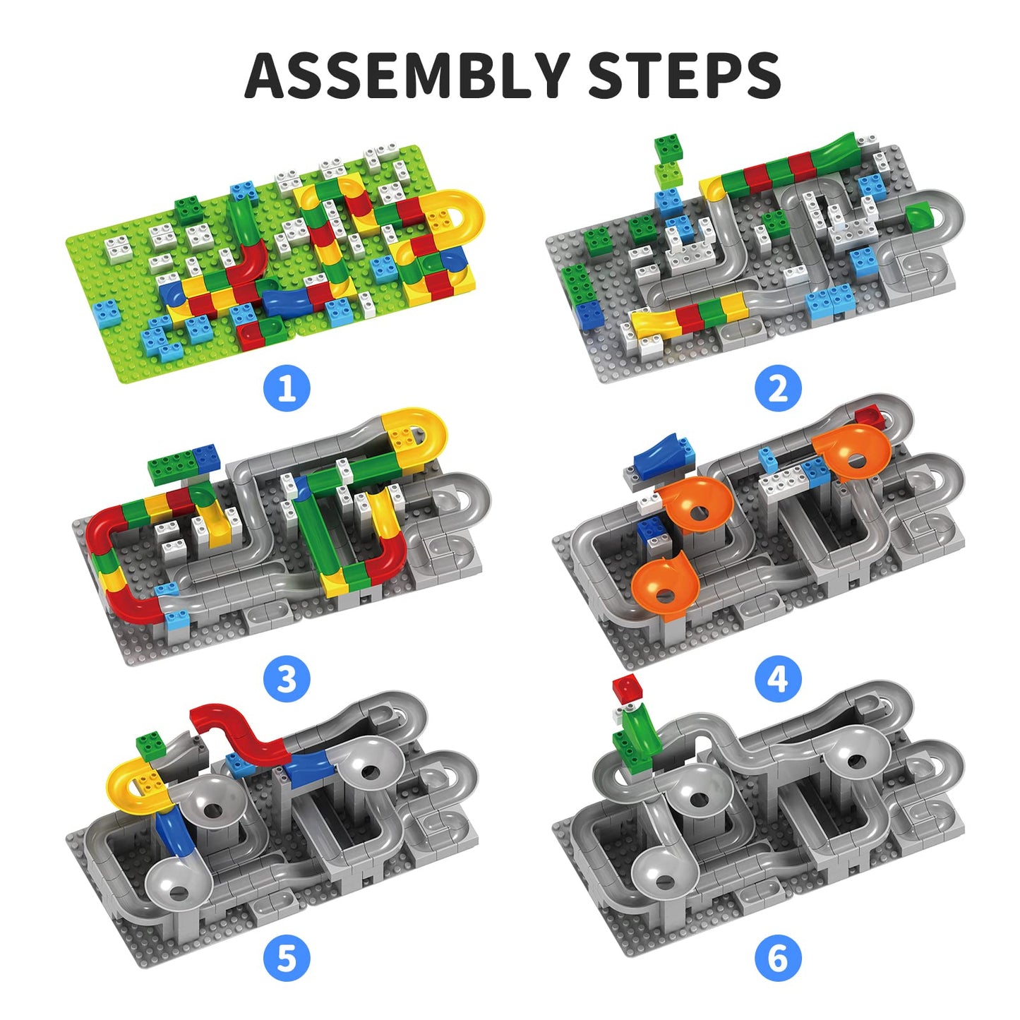 Marble Run,176 Pcs Marble Run Building Blocks, Kids Marble Run Race Track,STEM Learning Toys,Classic Marble Track for Boys Girls Toddler Age 3,4,5,6,7,8