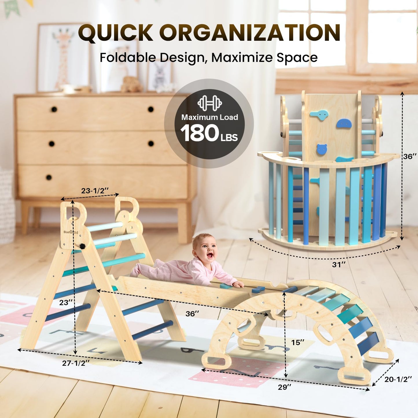 BlueWood 7-in-1 Foldable Baby Climbing Set