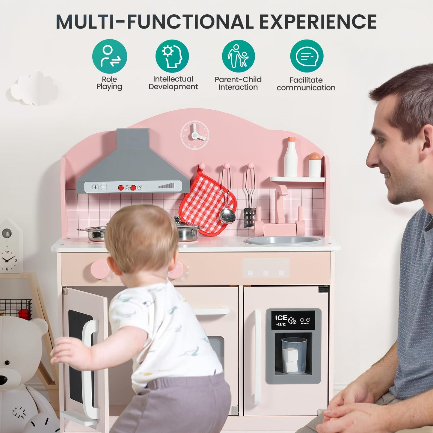 Kids Kitchen Playset with Induction Hob and Oven