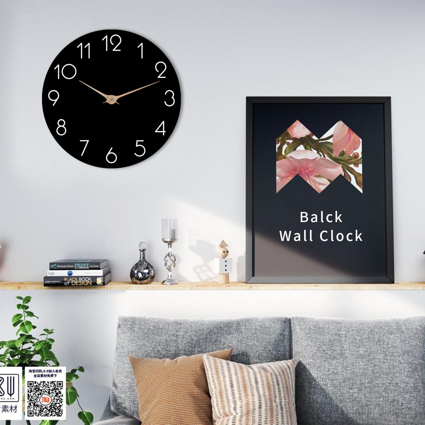 cicininc 14 Inch Wall Clock - Black Wall Clocks Battery Operated, Silent Non-Ticking Modern Wall Clocks - Big Clock for Bathroom Bedroom Living Room Kitchen Office (14")
