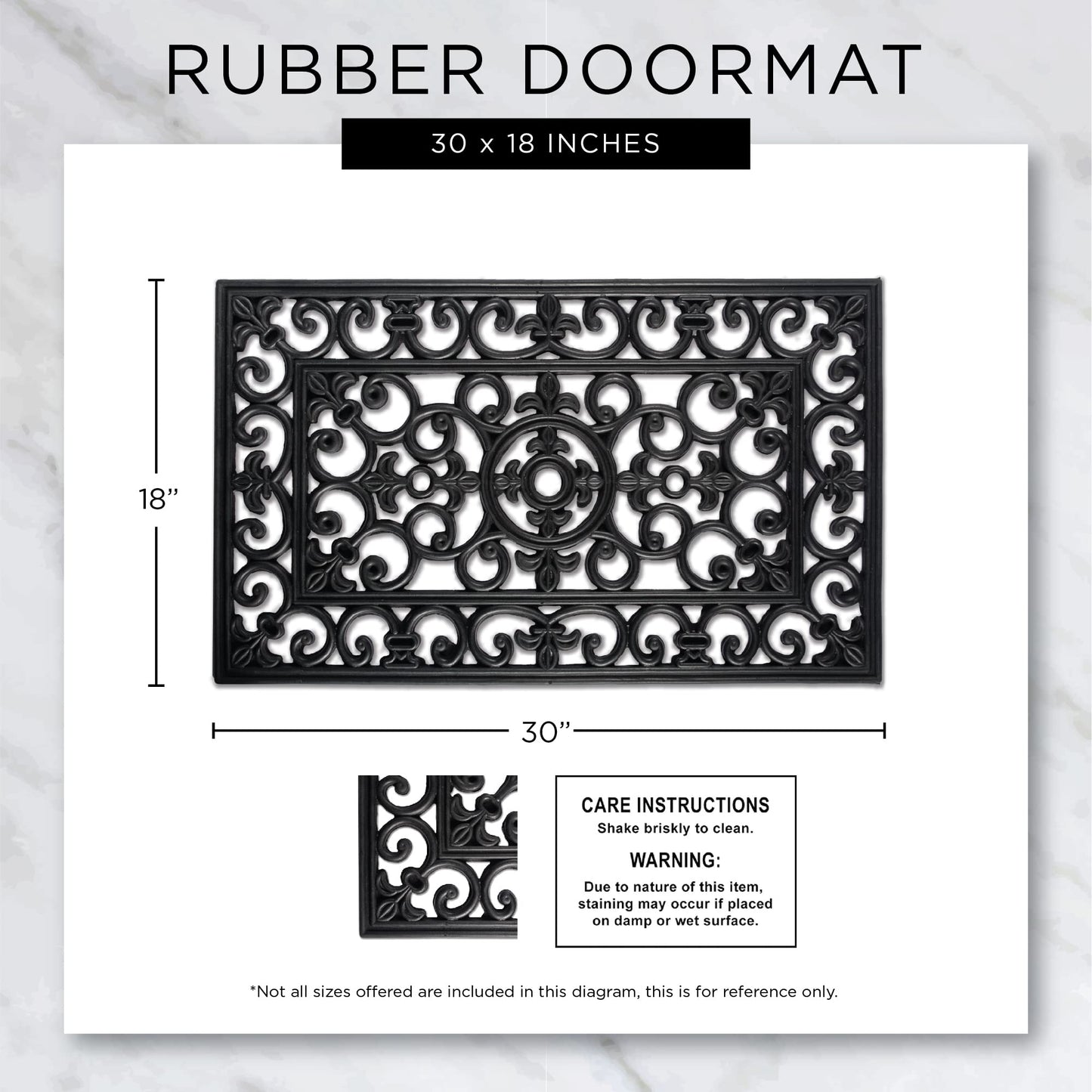 DII All Weather Rubber Doormat, Brown Lattice