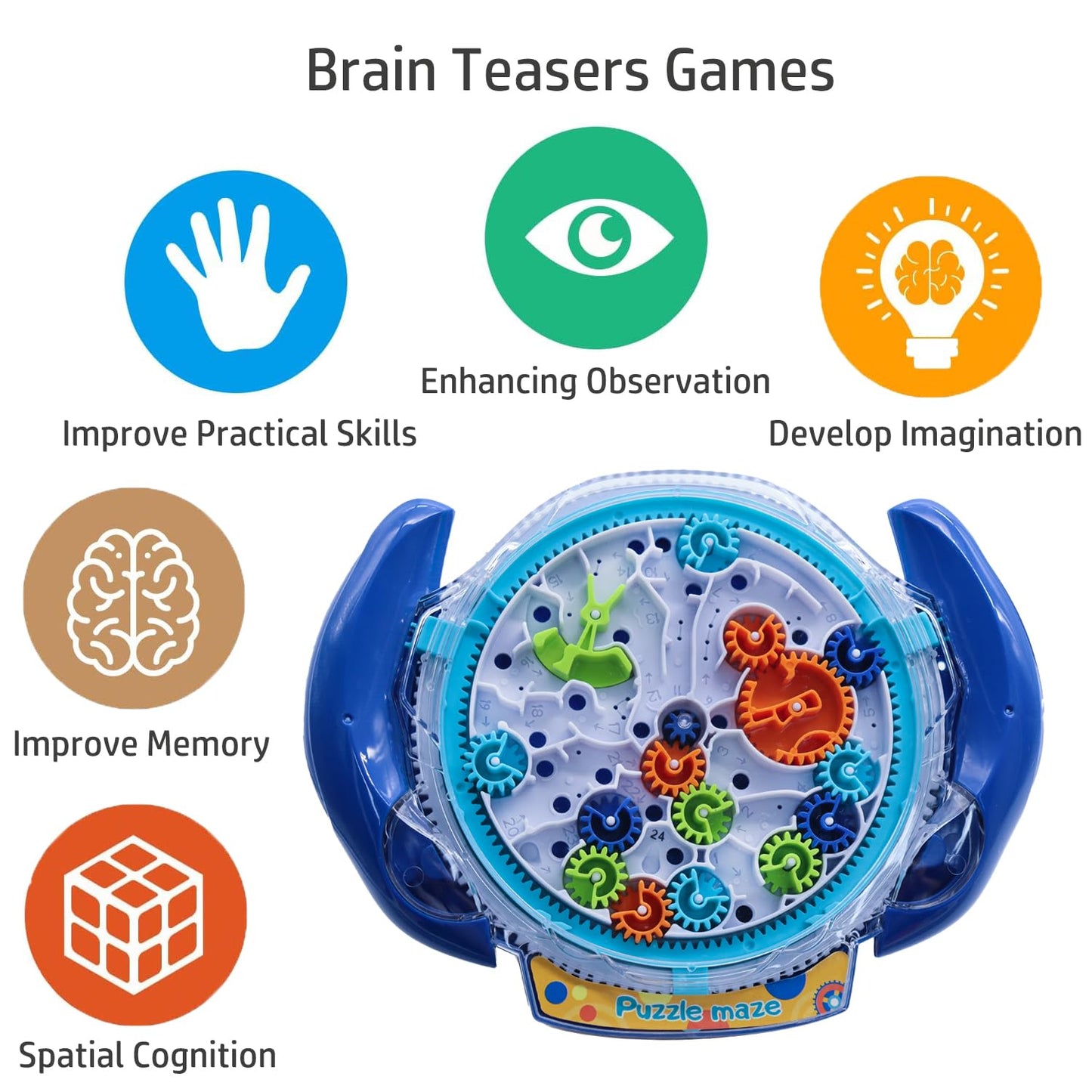 conulog Puzzles for Kids, 3D Gravity Maze Puzzle Game Handheld Brain Teaser Fidget Toy Memory Sequential Maze Ball Puzzle Toys Travel Toys Gift for Boys Girls Ages 3 and up-Blue