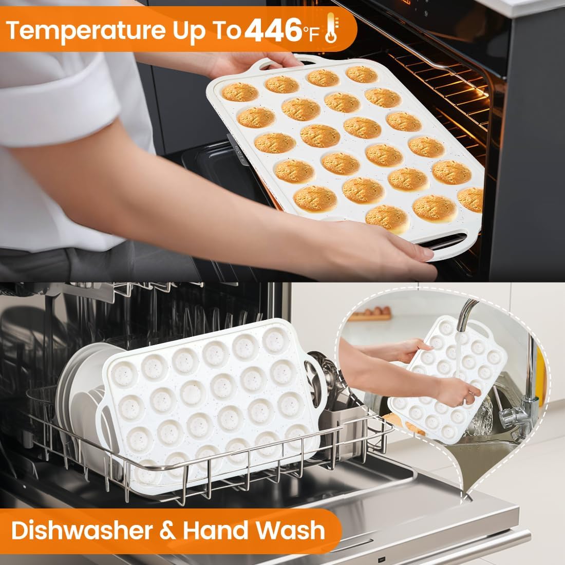 Durable Silicone Muffin Pan Set of 2 - 24-Cups