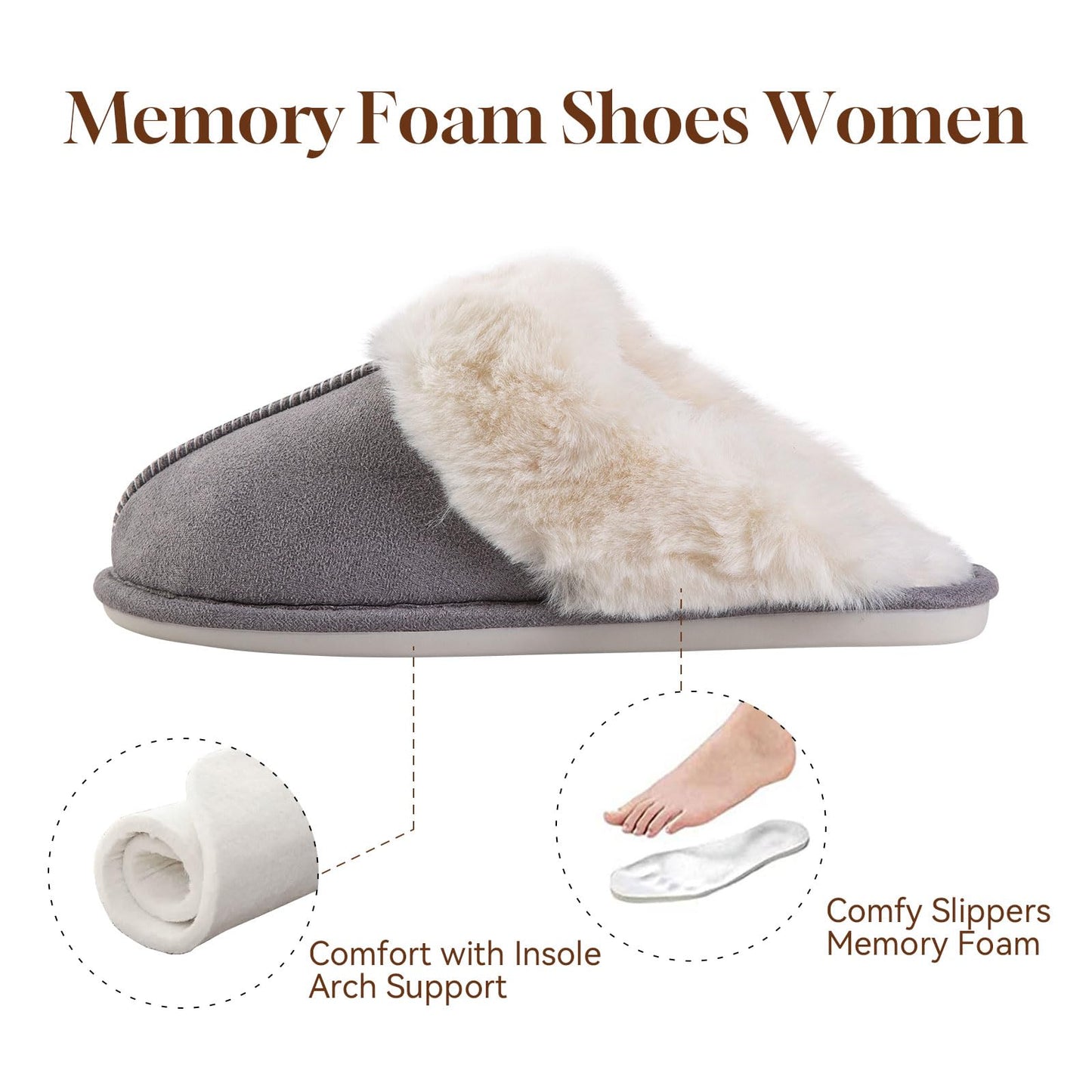 Fuzzy Memory Foam Slippers for Women