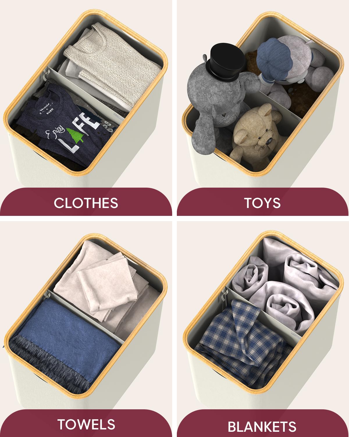 Large Laundry Basket, Clothes Hampers for Laundry, Dirty Clothes Hamper, Foldable & Space Saving (Beige)β¦