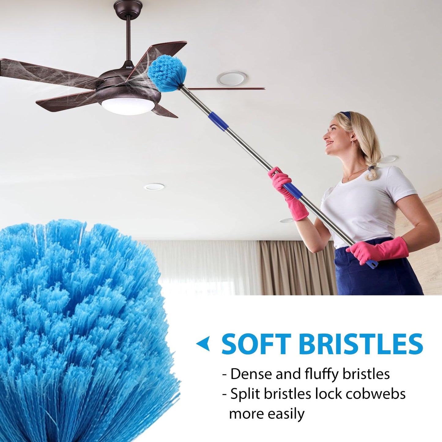 Cobweb Duster with Extension Pole for High Ceilings