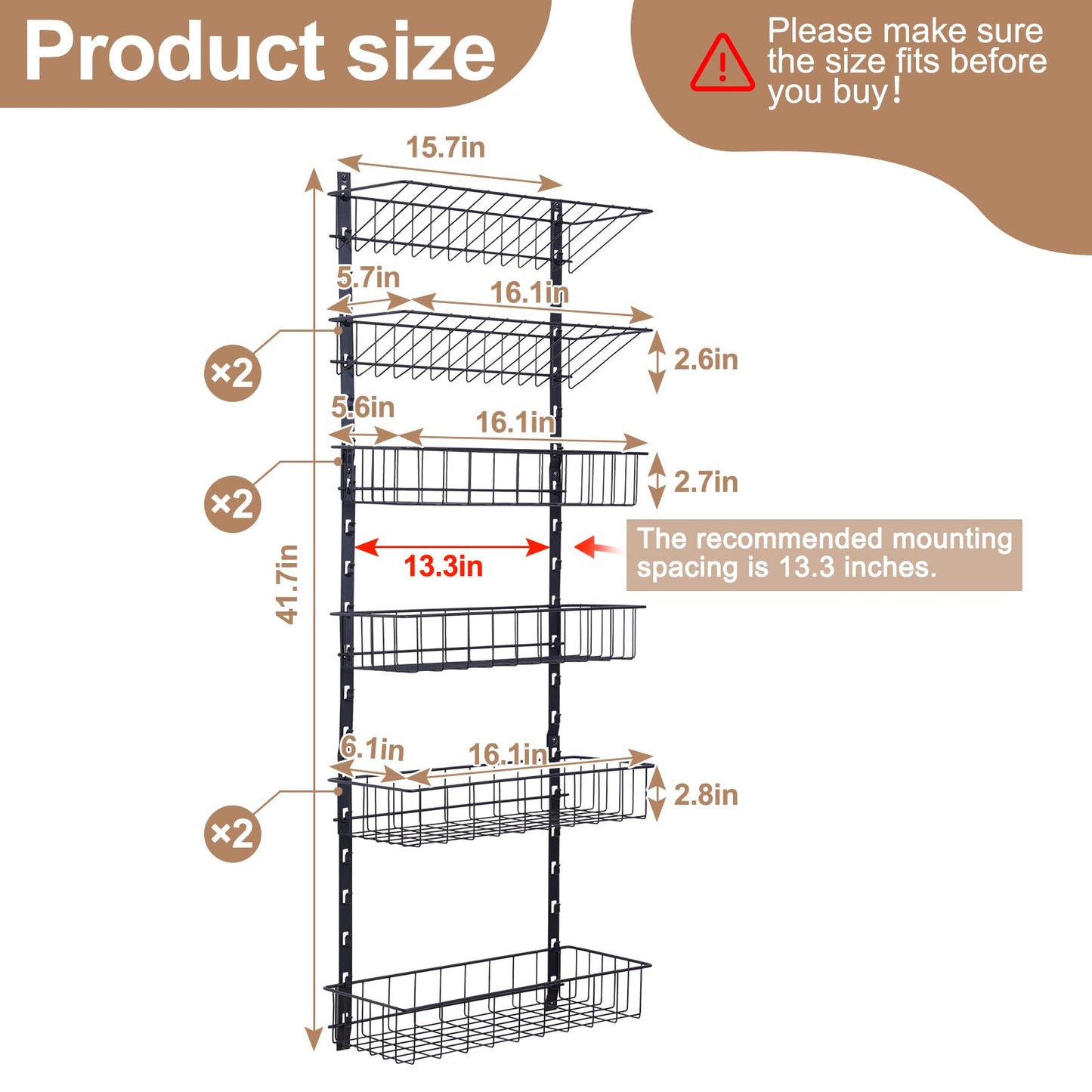 6-Tier Spice Rack Wall Mount Organizer