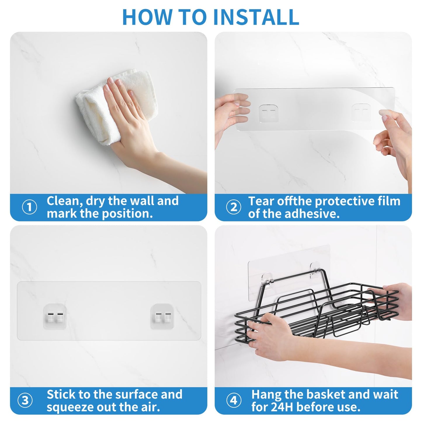 5-Pack Adhesive Shower Caddy Organizer Shelves