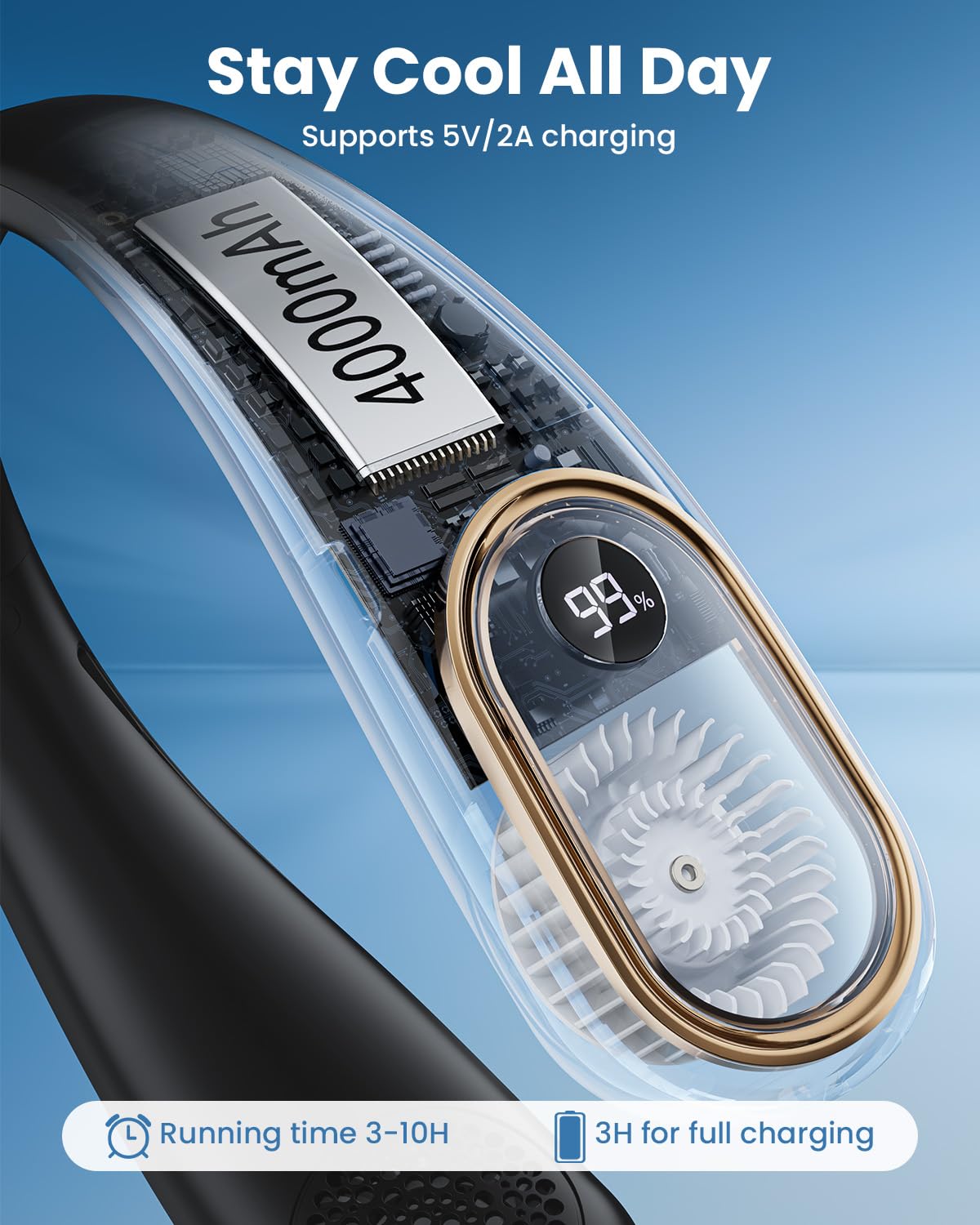 Portable Bladeless Neck Fan - 3 Speeds Rechargeable