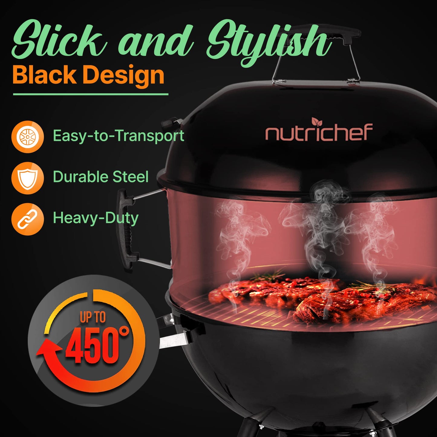 NutriChef Portable BBQ Grill for Outdoor Fun