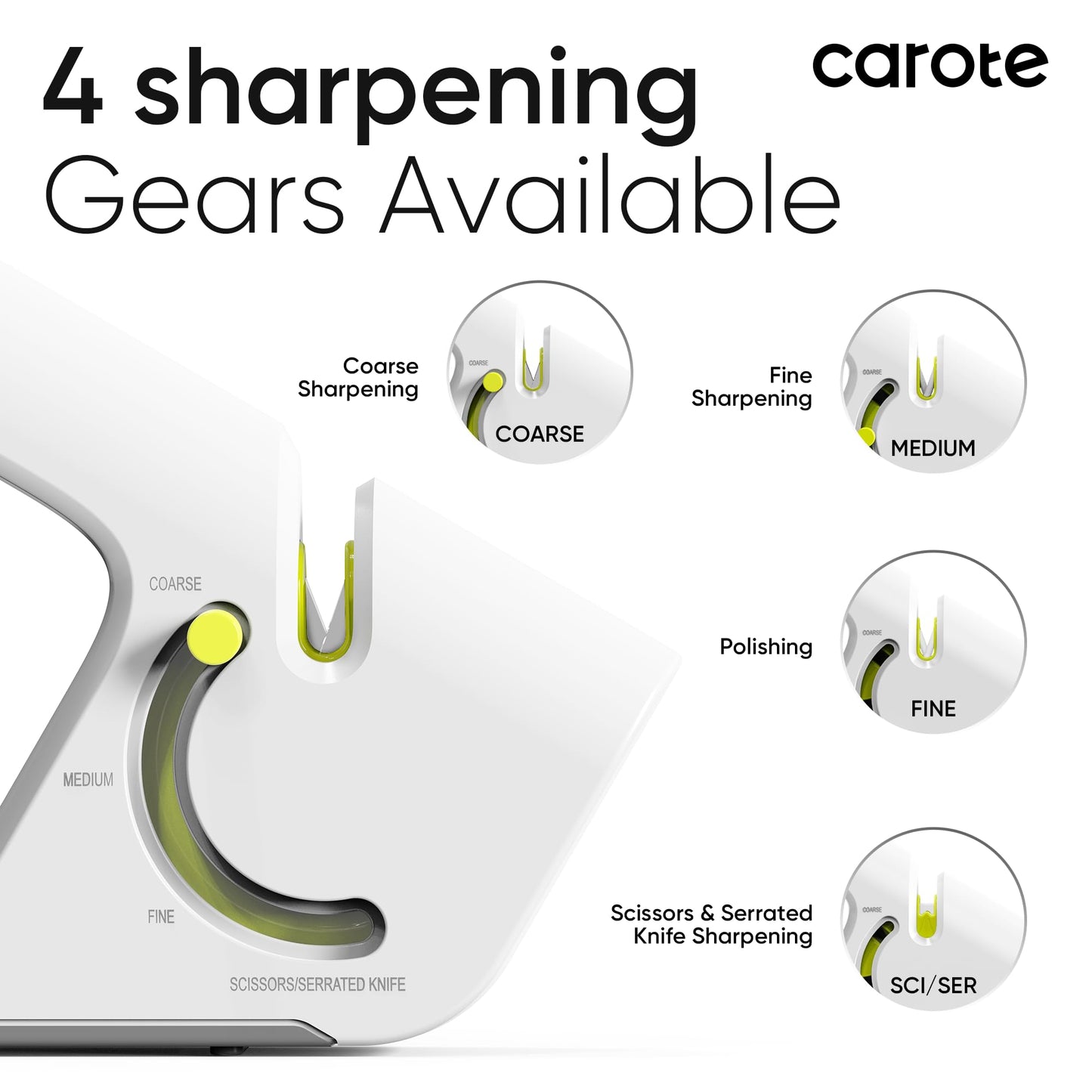 CAROTE 4-in-1 Knife Sharpener for All Blades