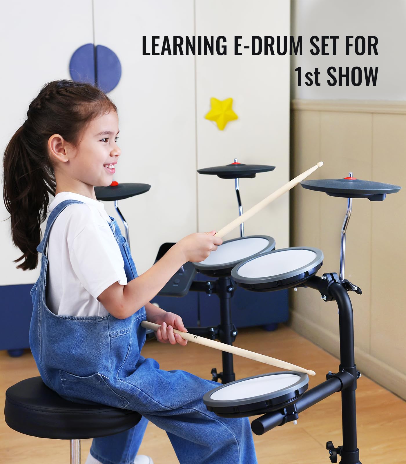 Electric Drum Set with Mesh Pads and Cymbals