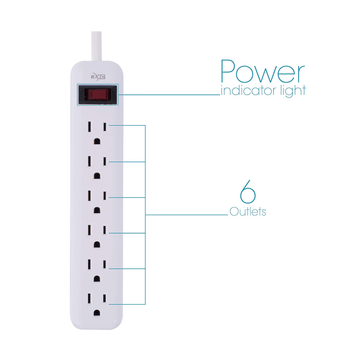 KMC 6-Outlet Power Strip with Overload Protection