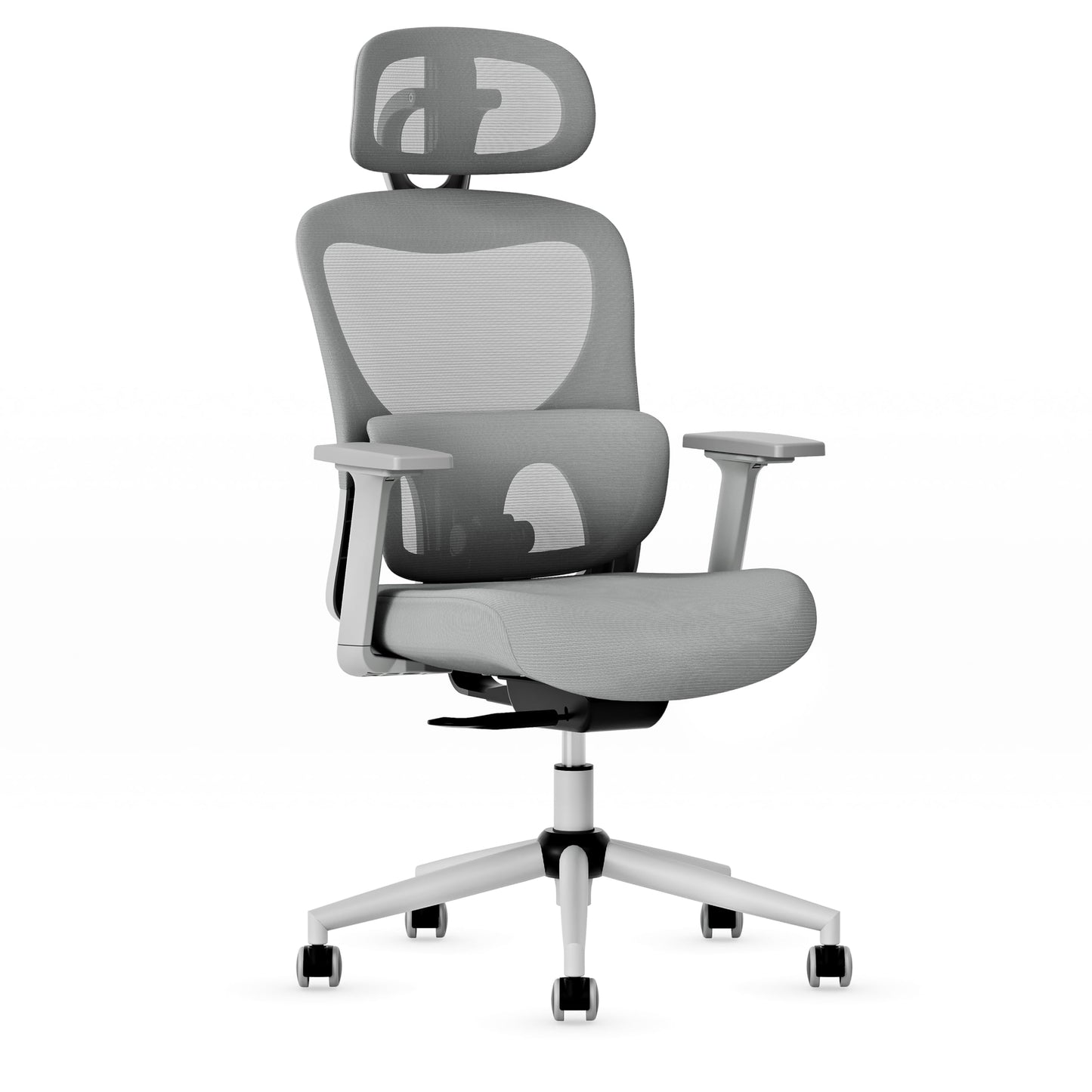 GABRYLLY Office Chair, Ergonomic Desk Chair with Adjustable Lumbar Support, 3D Armrest, Headrest, 4-Level Tilt Back, Home Mesh Chair with Wide Cushion Seat & PU Wheels for Adult Student