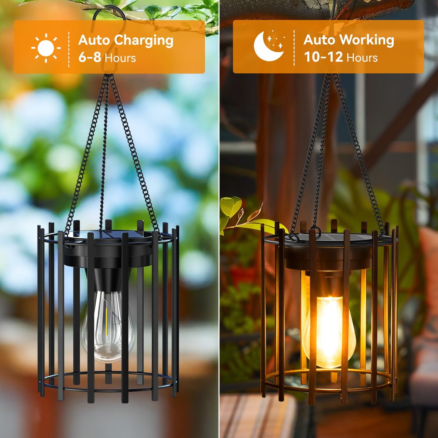 KOOPER Solar Lanterns Outdoor Waterproof Decorative 2 Pack