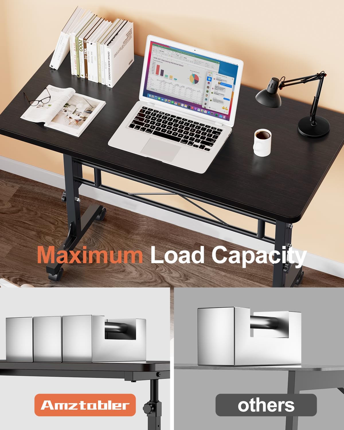 Small Standing Desk Adjustable Height, Mobile Stand Up Desk with Wheels, 32 Inch Portable Rolling Desk Small Computer Desk, Portable Laptop Desk Standing Table Black