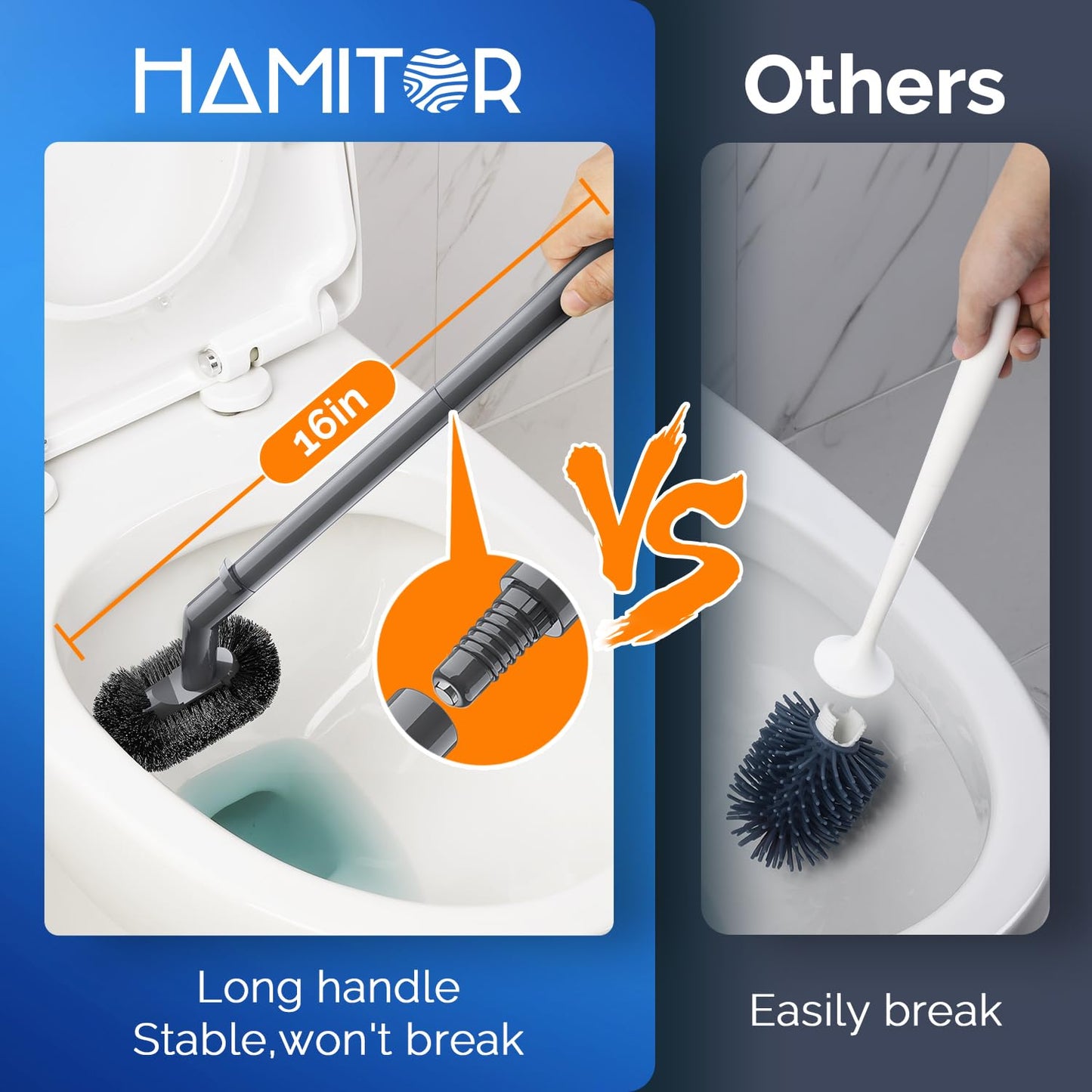HAMITOR Toilet Plunger and Brush Set with Holder