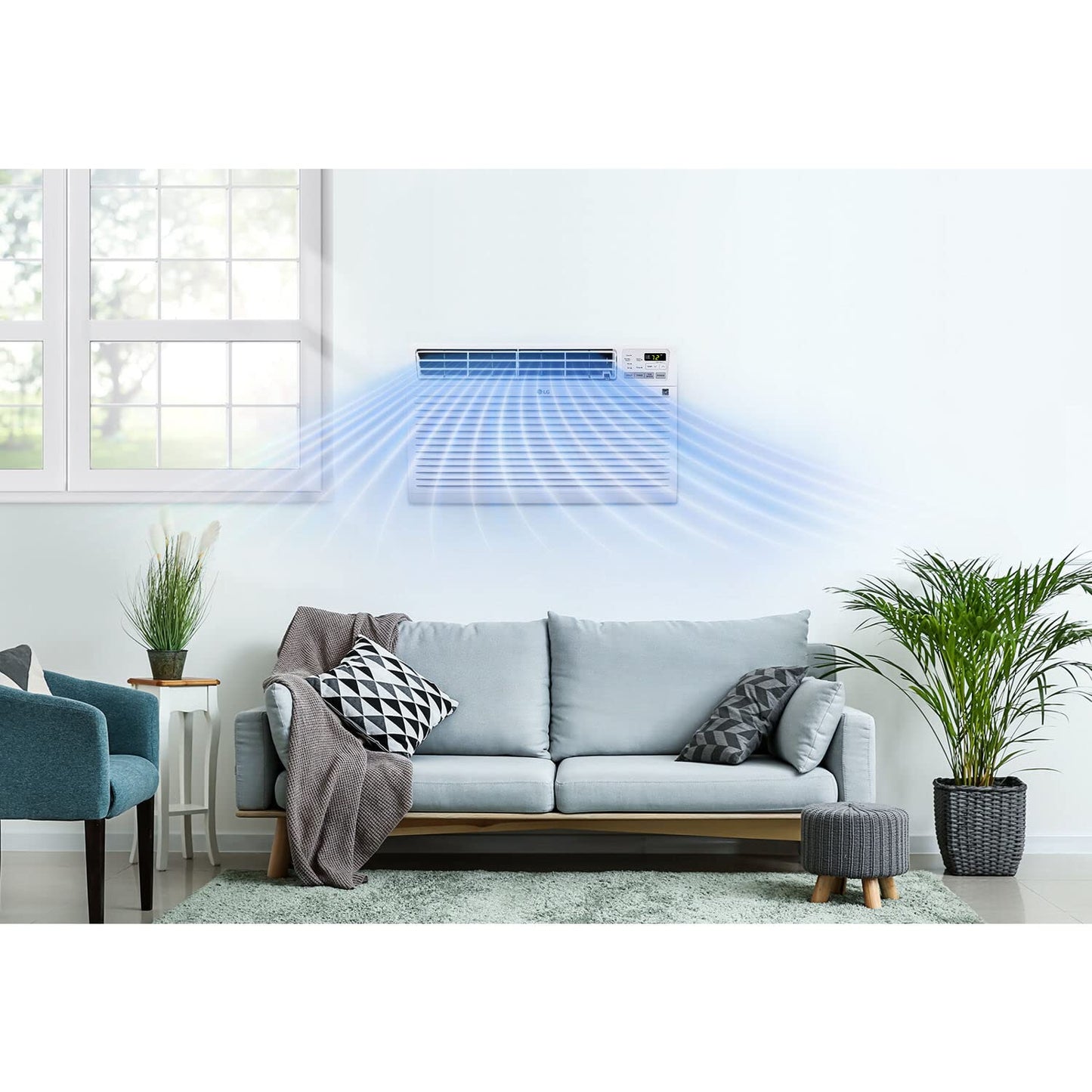 LG 7,800 Air Conditioner, 115V, Rooms up to 330 Sq. Ft, Perfect for Bedroom or Office, Wall Mounted AC Unit with Remote and 3 Cool & Fan Speeds, White, 8000 BTU