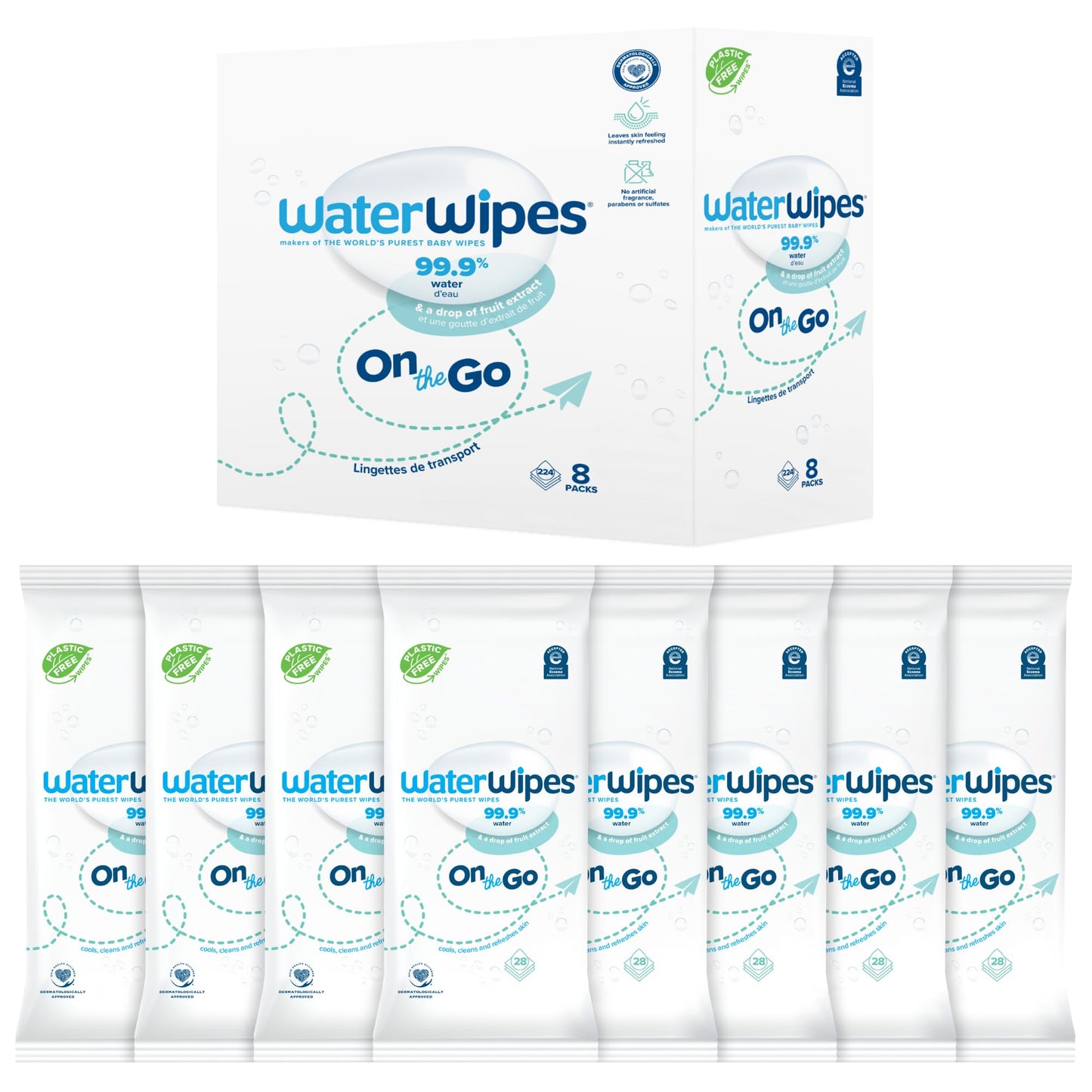 224 Count WaterWipes Travel Skin Refreshing Wipes