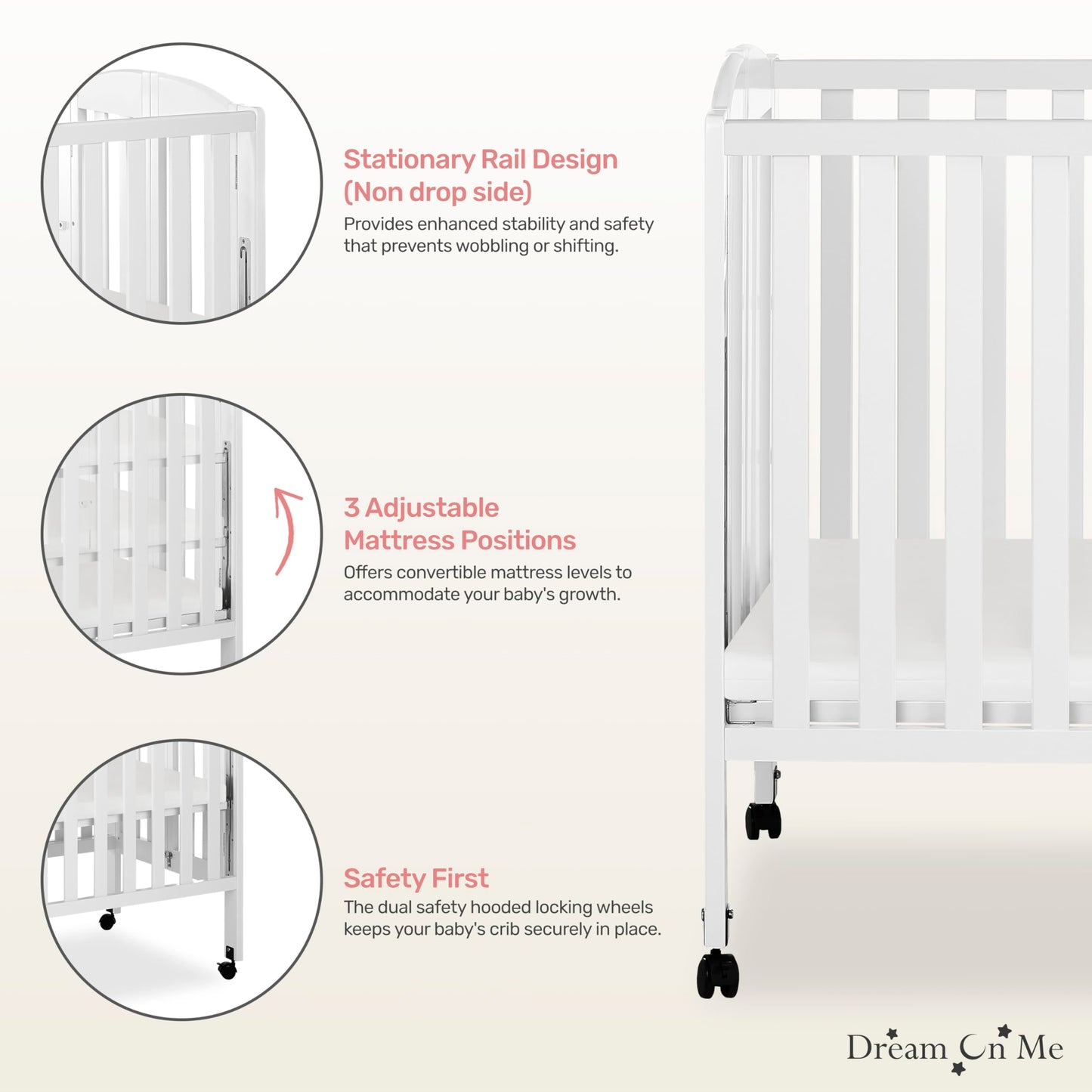 Dream On Me 3-in-1 Portable Folding Crib