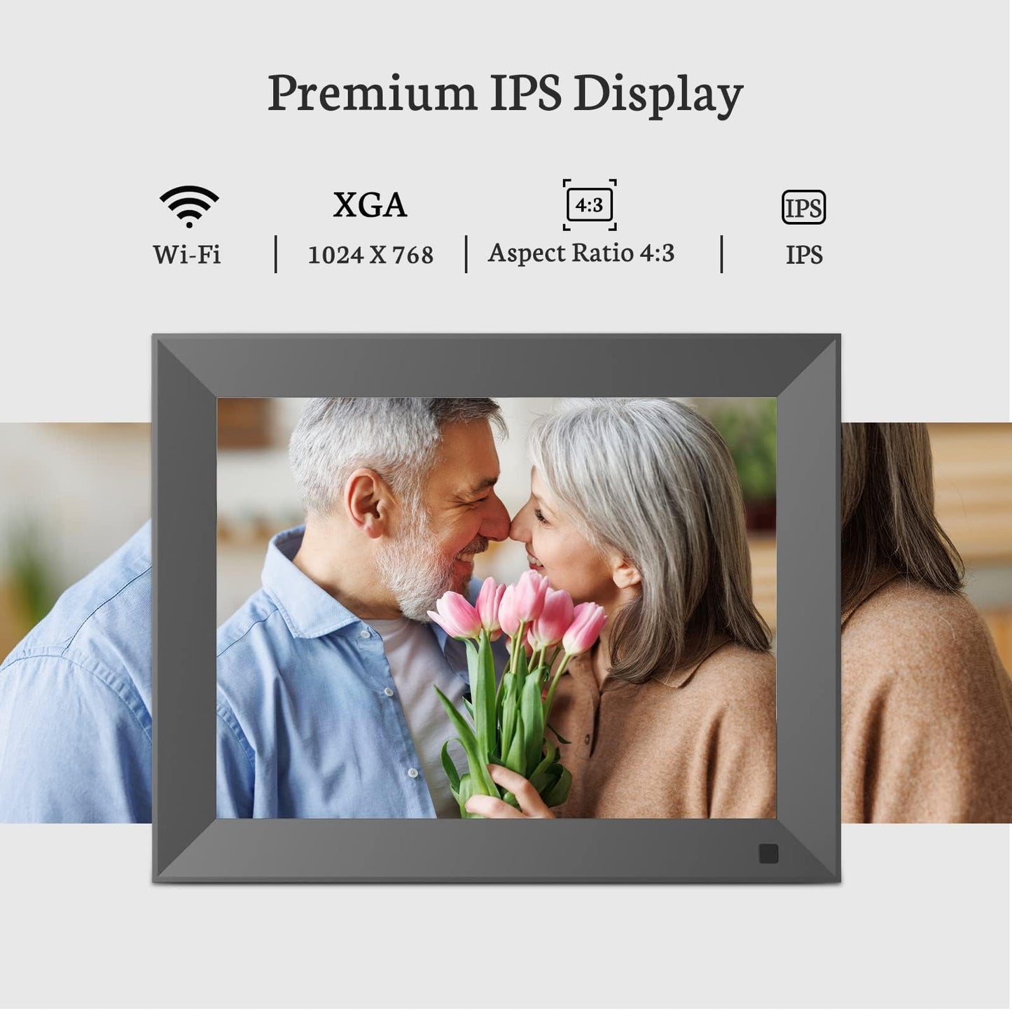 BSIMB 32GB WiFi Digital Picture Frame, 9.7 Inch Electronic Photo Frame with IPS Touch Screen, Instantly Share Pictures & Videos via App & Email, Auto-Rotate, Wall Mountable, Dad Gifts, Gifts for Men