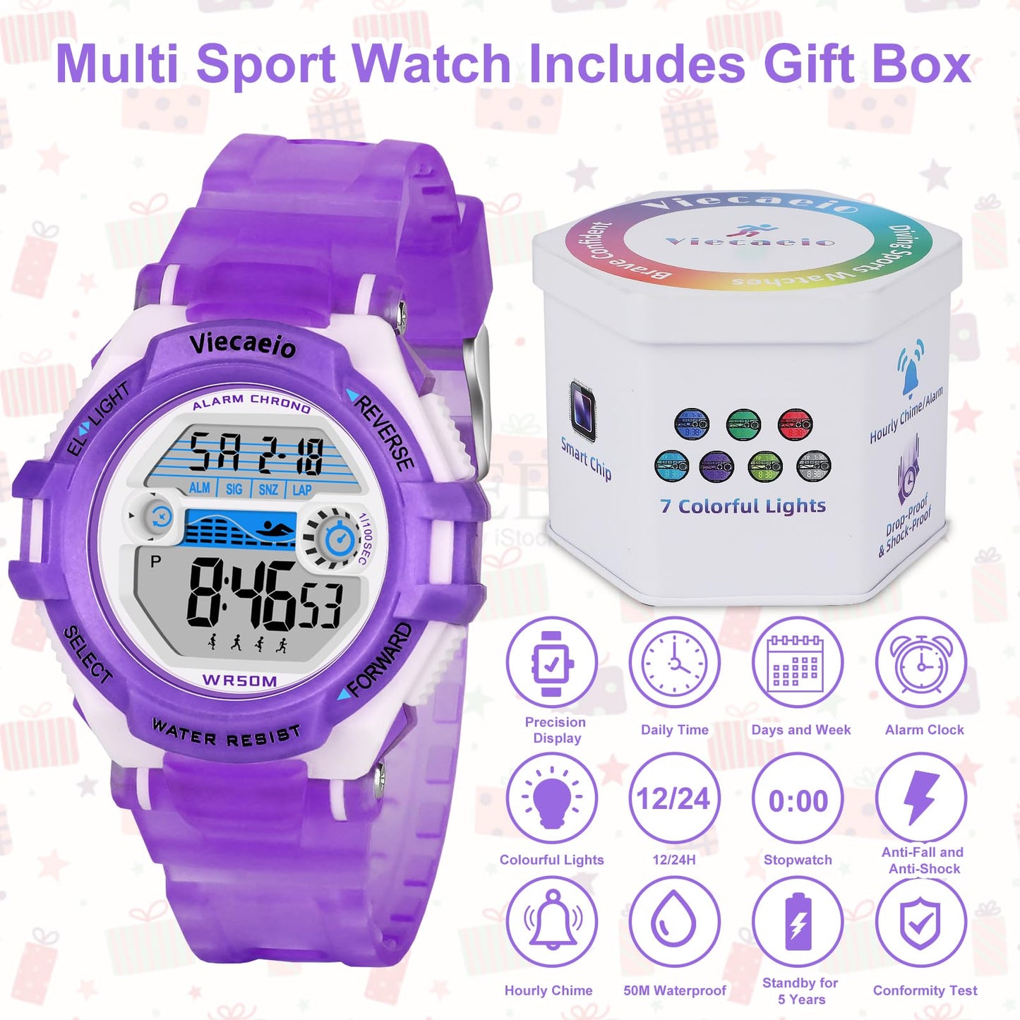 Kids Digital Sport Watch Waterproof for Ages 5-17
