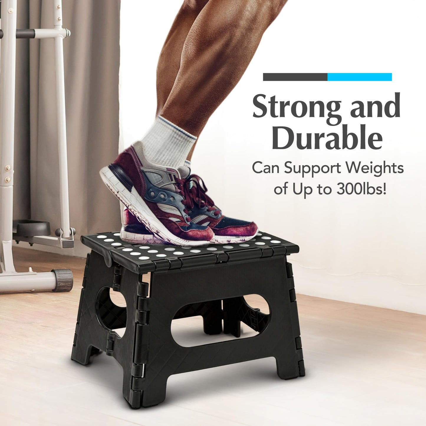 Handy Laundry - Folding Step Stool is Sturdy Enough to Support Adults and Safe Enough for Kids. Opens Easy with One Flip. Great for Kitchen, Bathroom or Bedroom. (Black)