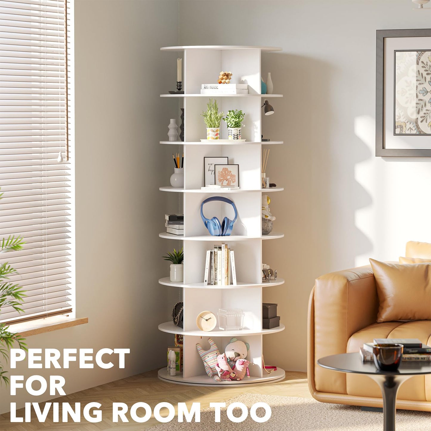 7-Tier Rotating Shoe Rack Storage Carousel