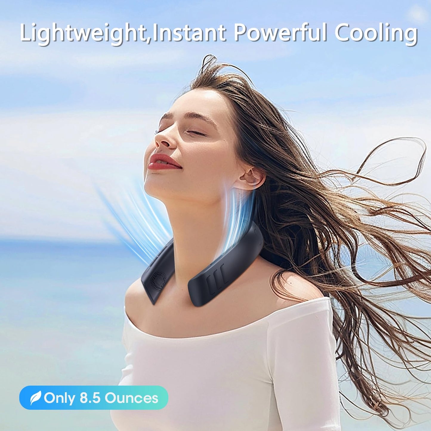 Portable Rechargeable Neck Fan with 360° Cooling