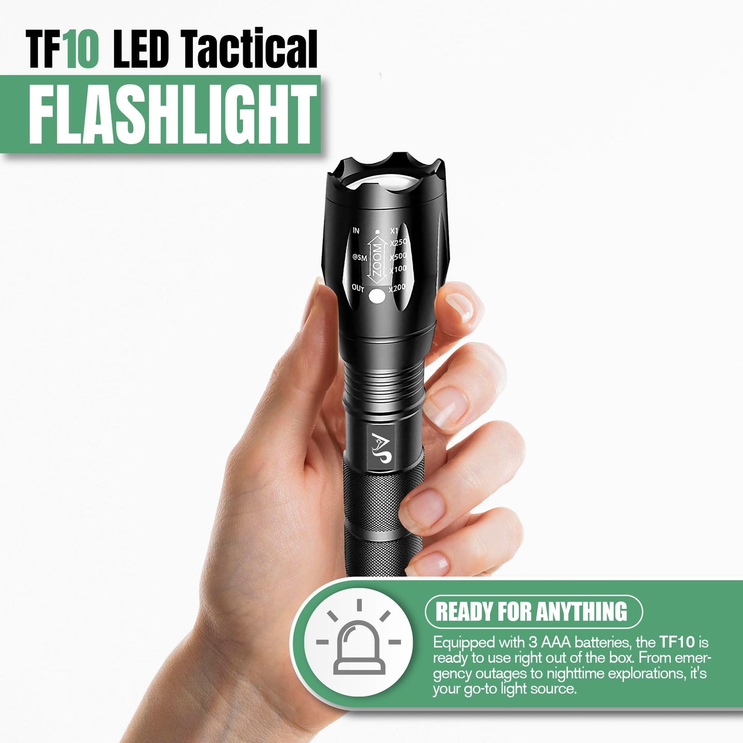 A&P Tactical Waterproof Flashlight with 5 Modes