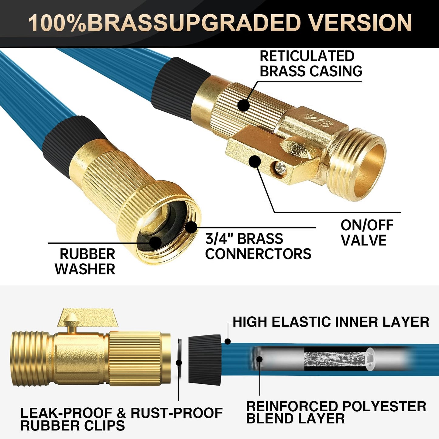 100ft Lefree Leak-Proof Garden Hose with Nozzle