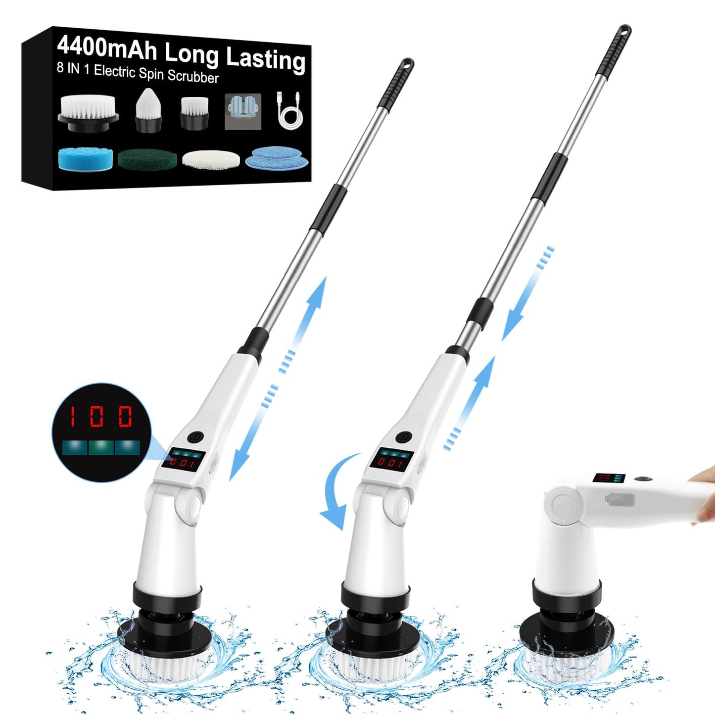Cordless Electric Spin Scrubber with Adjustable Angle