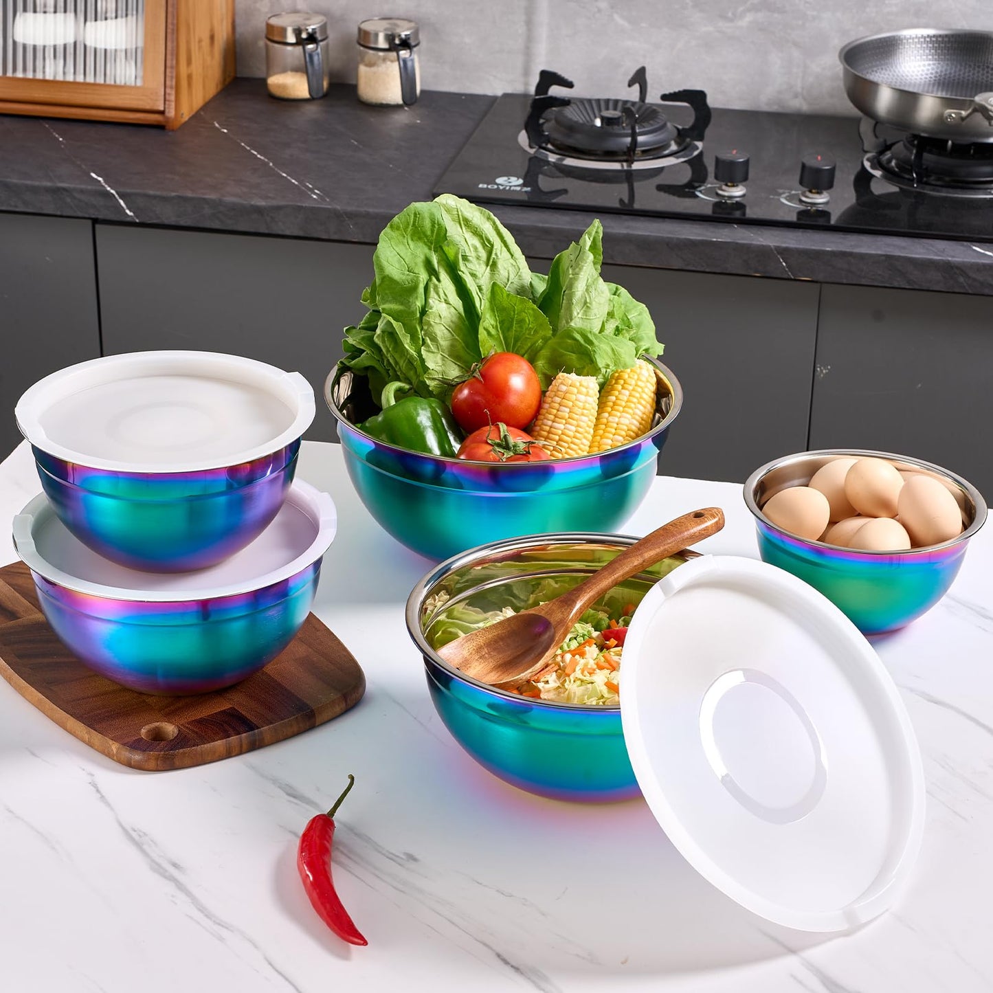 5-Piece Stainless Steel Nesting Mixing Bowls Set