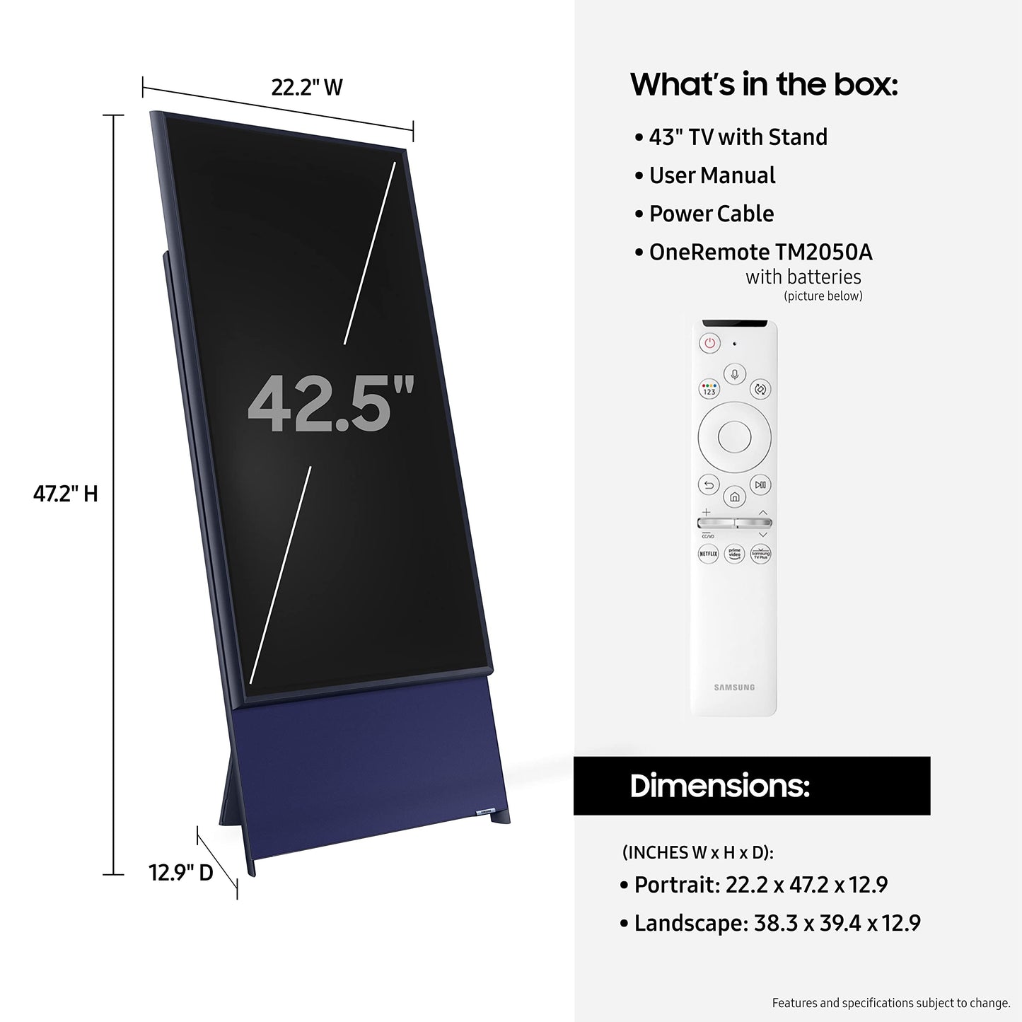 SAMSUNG 43" QLED Smart TV with Rotating Screen