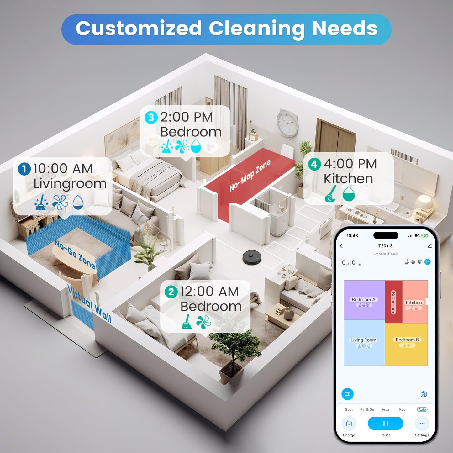 AIRROBO Robot Vacuum and Mop Combo, Self-Emptying