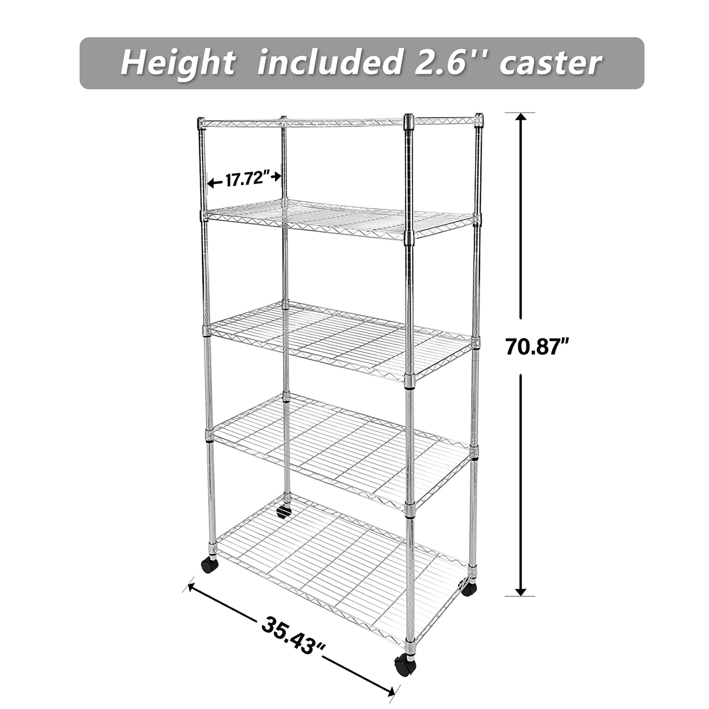 HealSmart Heavy Duty 5-Shelf Storage Unit with Wheels
